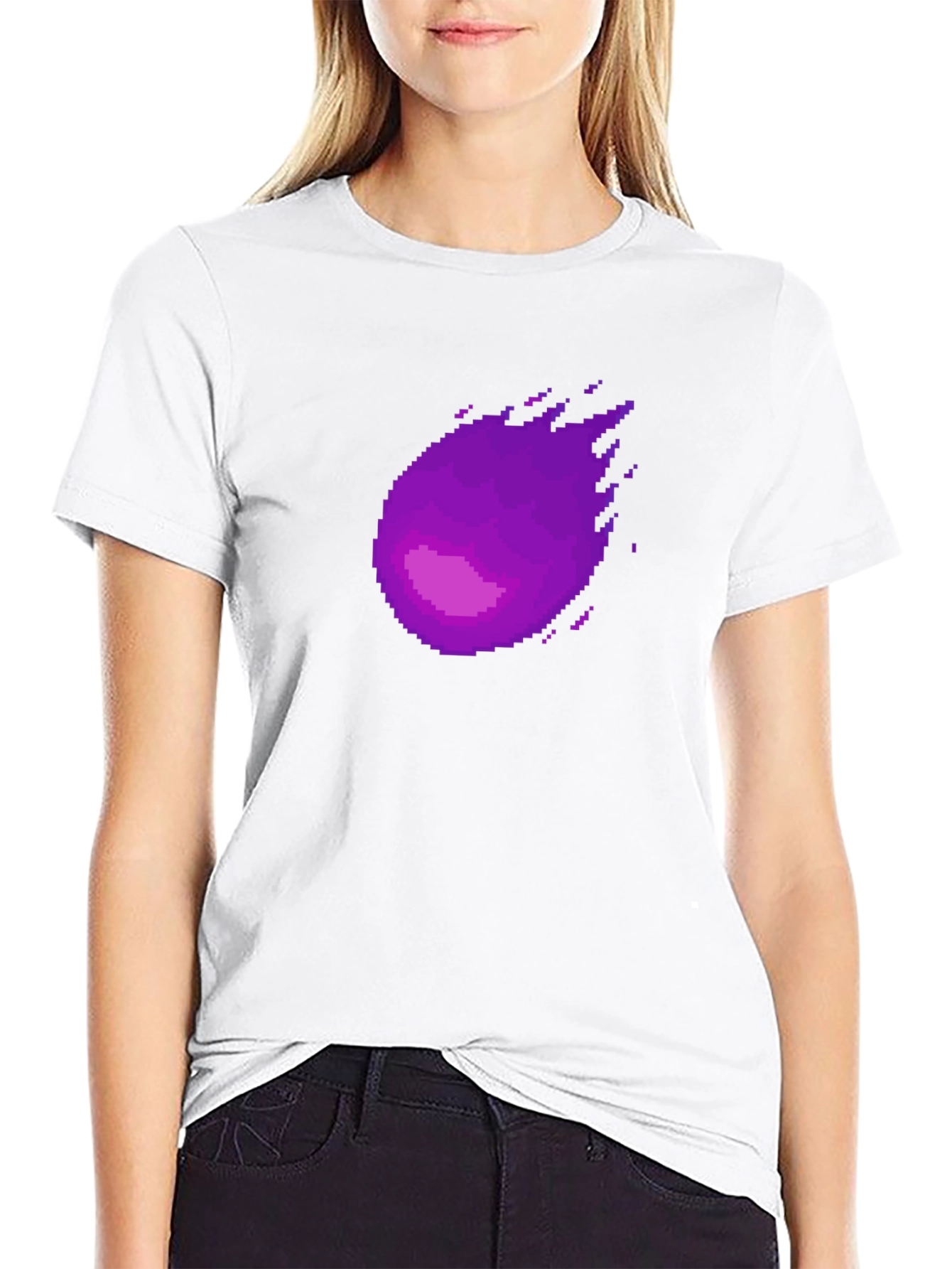 Pixel Purple Comet Graphic T-Shirt