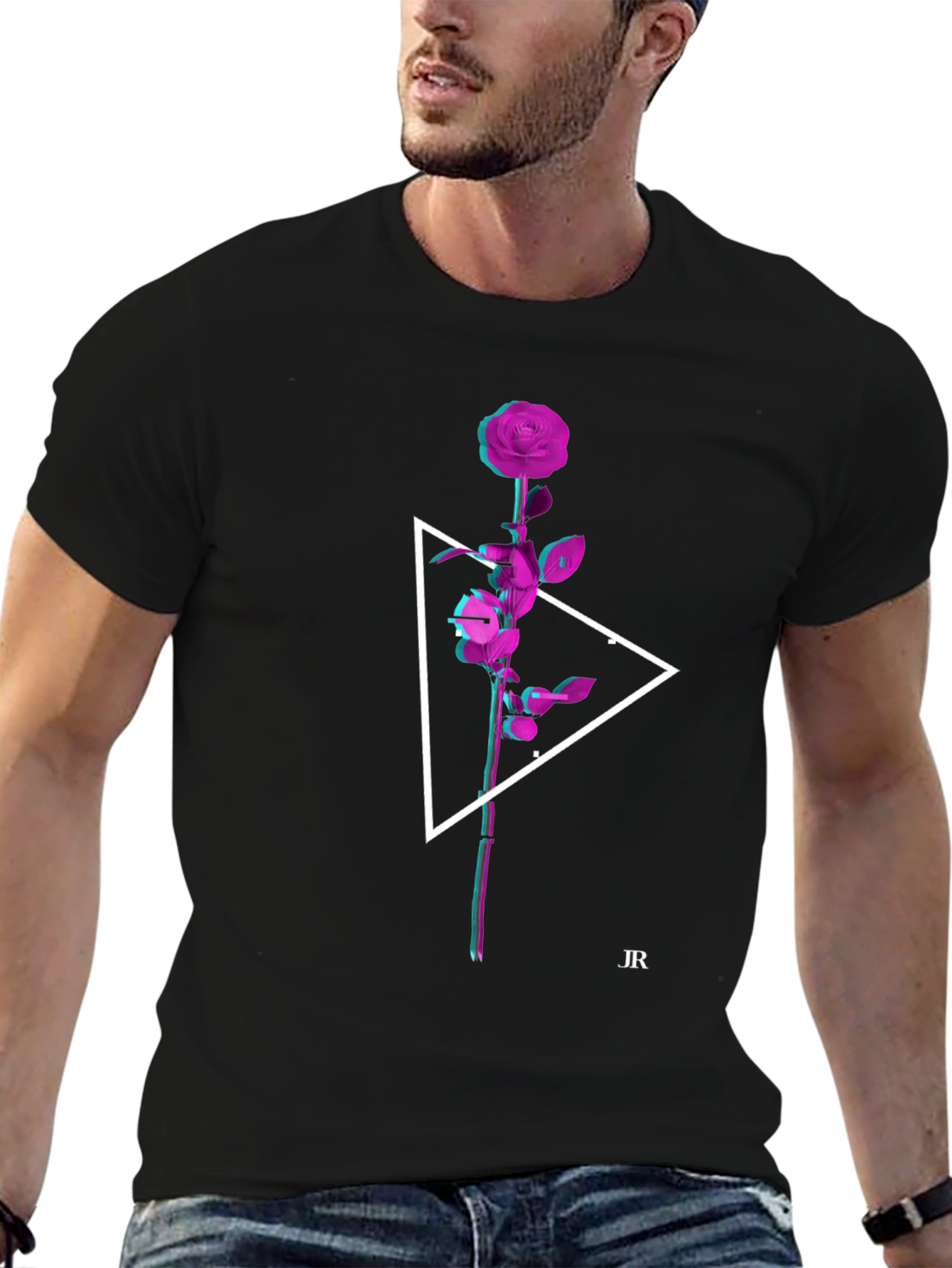Rose Triangle Graphic Tee - Modern Streetwear