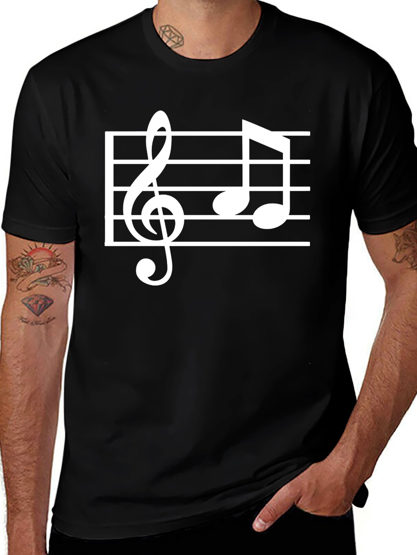 Musical Notes T-Shirt - Black Cotton Tee