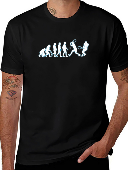 Evolution of Tennis Player Graphic Tee - Black