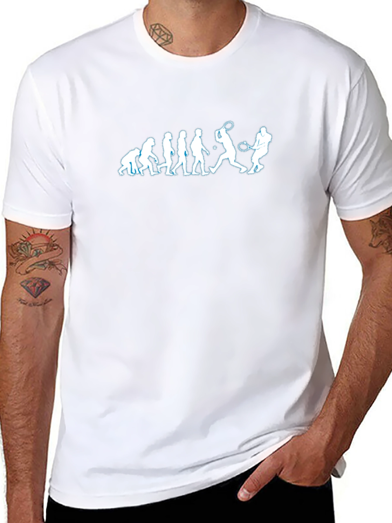 Evolution of Tennis Player Graphic Tee - Black