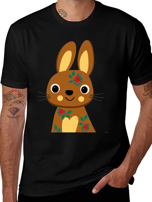 Cute Bunny Graphic Black Tee