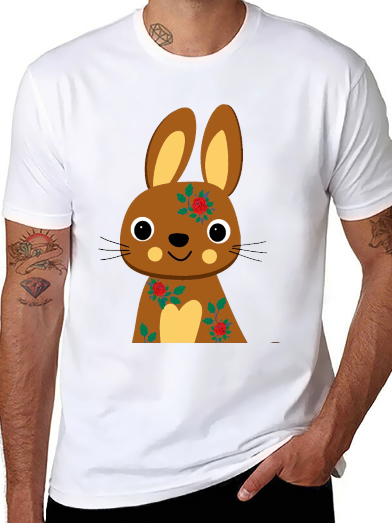 Cute Bunny Graphic Black Tee