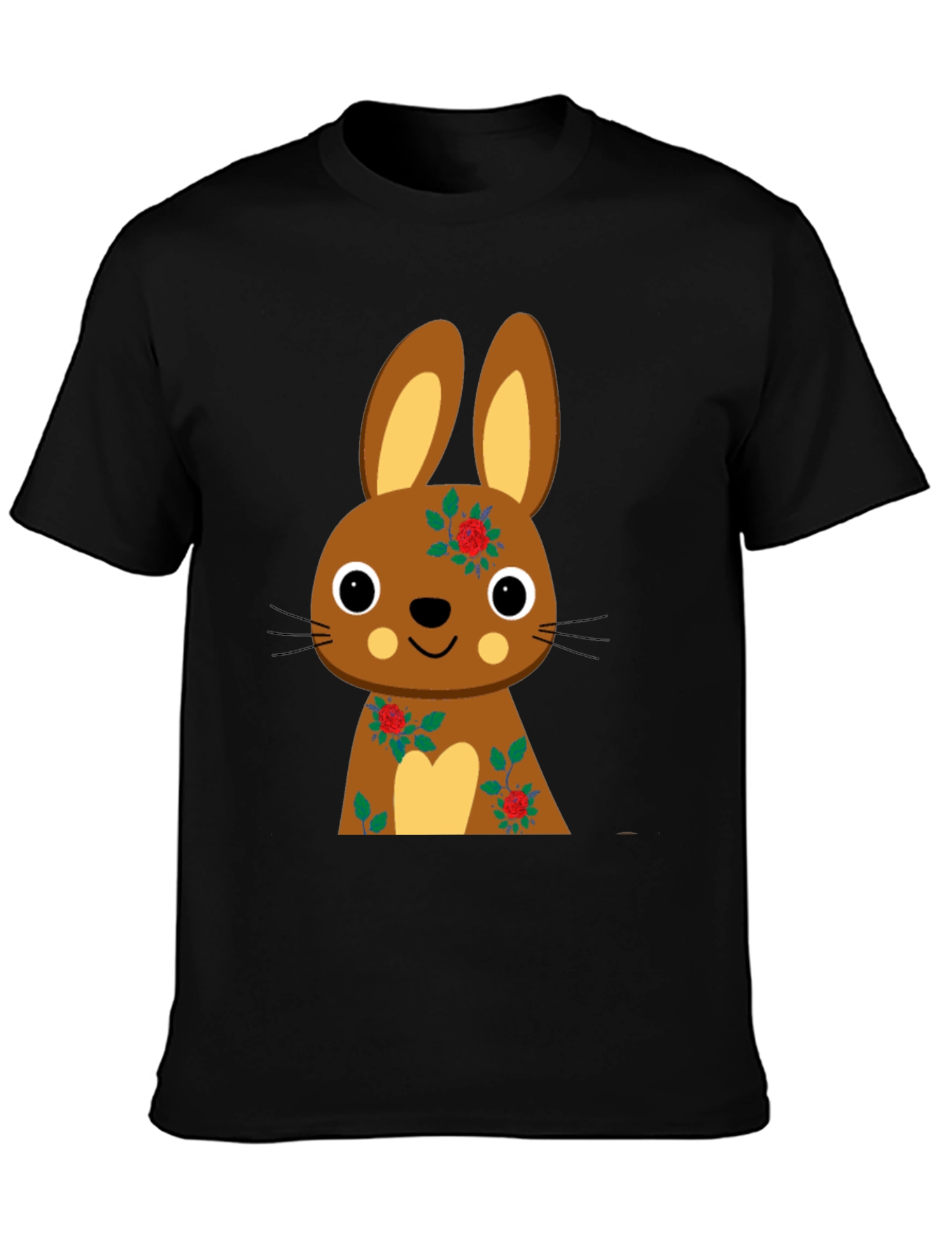 Cute Bunny Graphic Black Tee