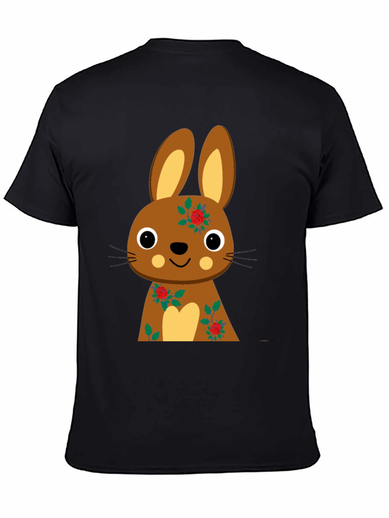Cute Bunny Graphic Black Tee