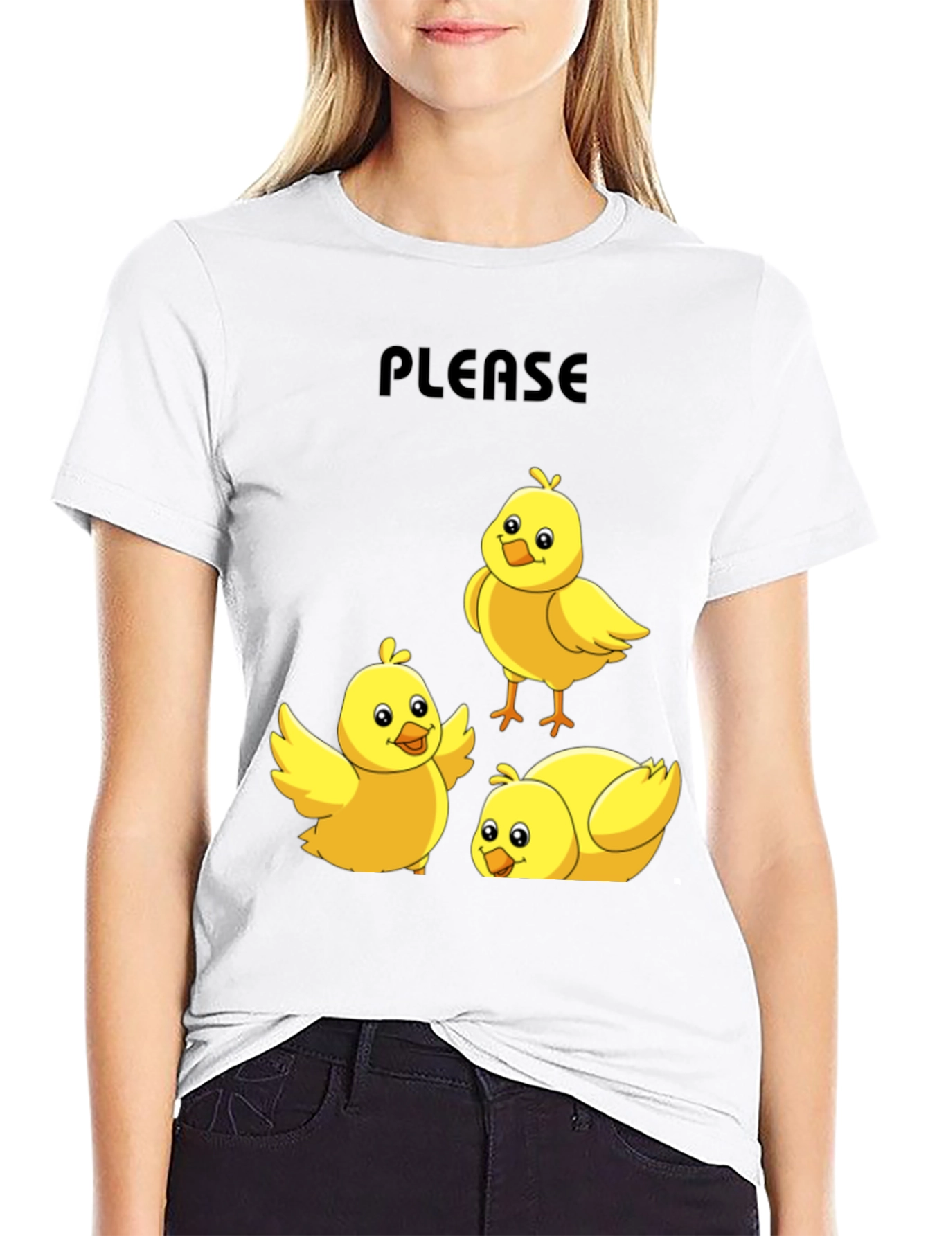 Please Chick T-Shirt - Cute Cartoon Animal Tee