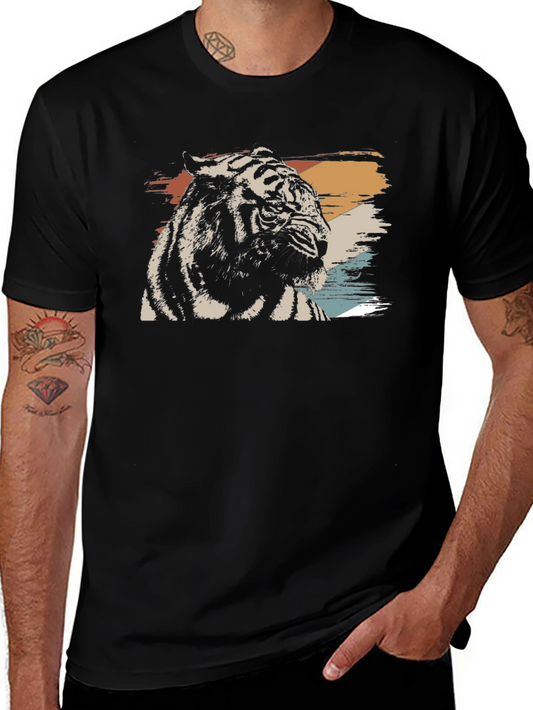 Retro Tiger Graphic Black T-Shirt