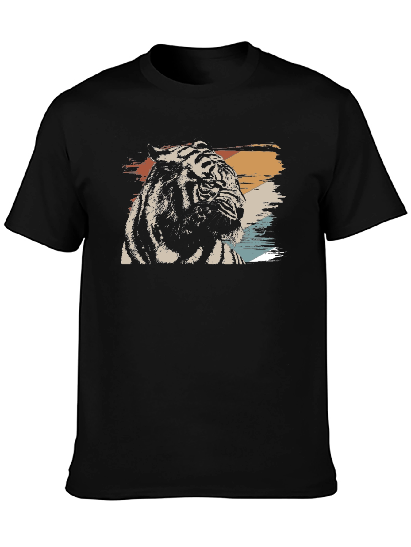 Retro Tiger Graphic Black T-Shirt