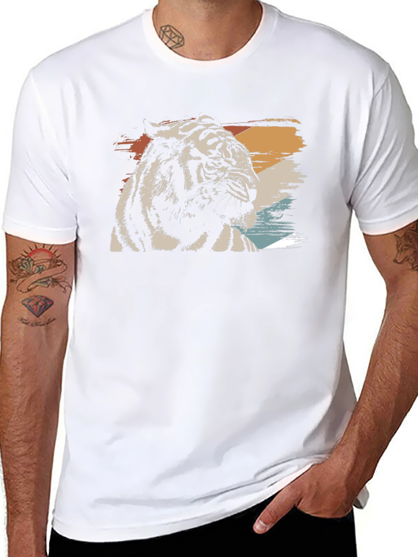 Retro Tiger Graphic Black T-Shirt