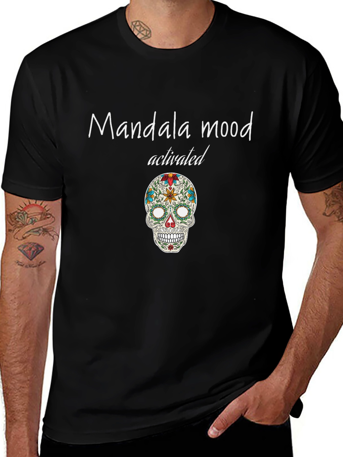 Mandala Mood Activated Graphic Tee - Unique Skull Design