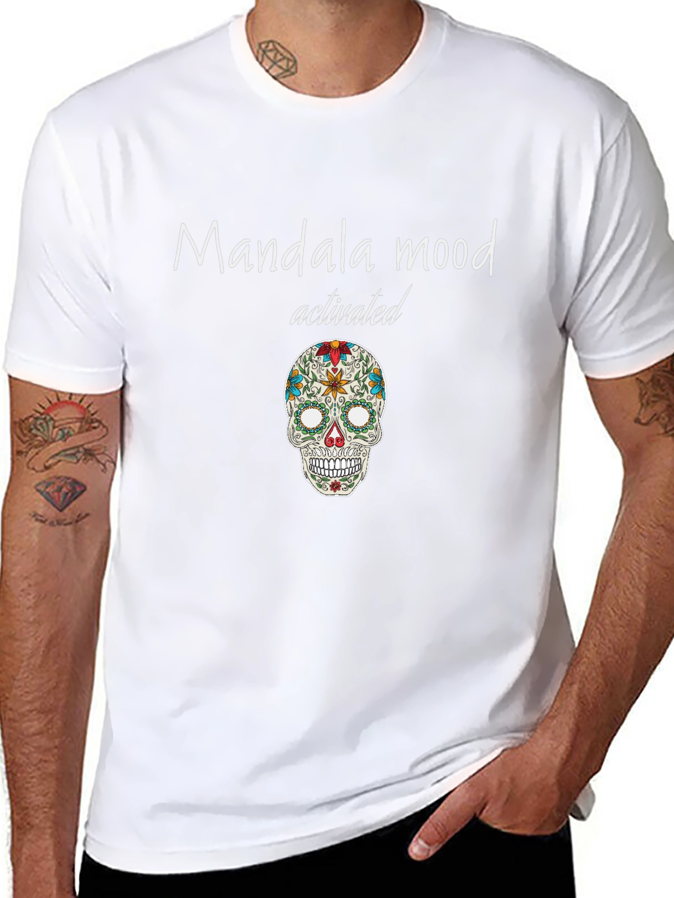 Mandala Mood Activated Graphic Tee - Unique Skull Design