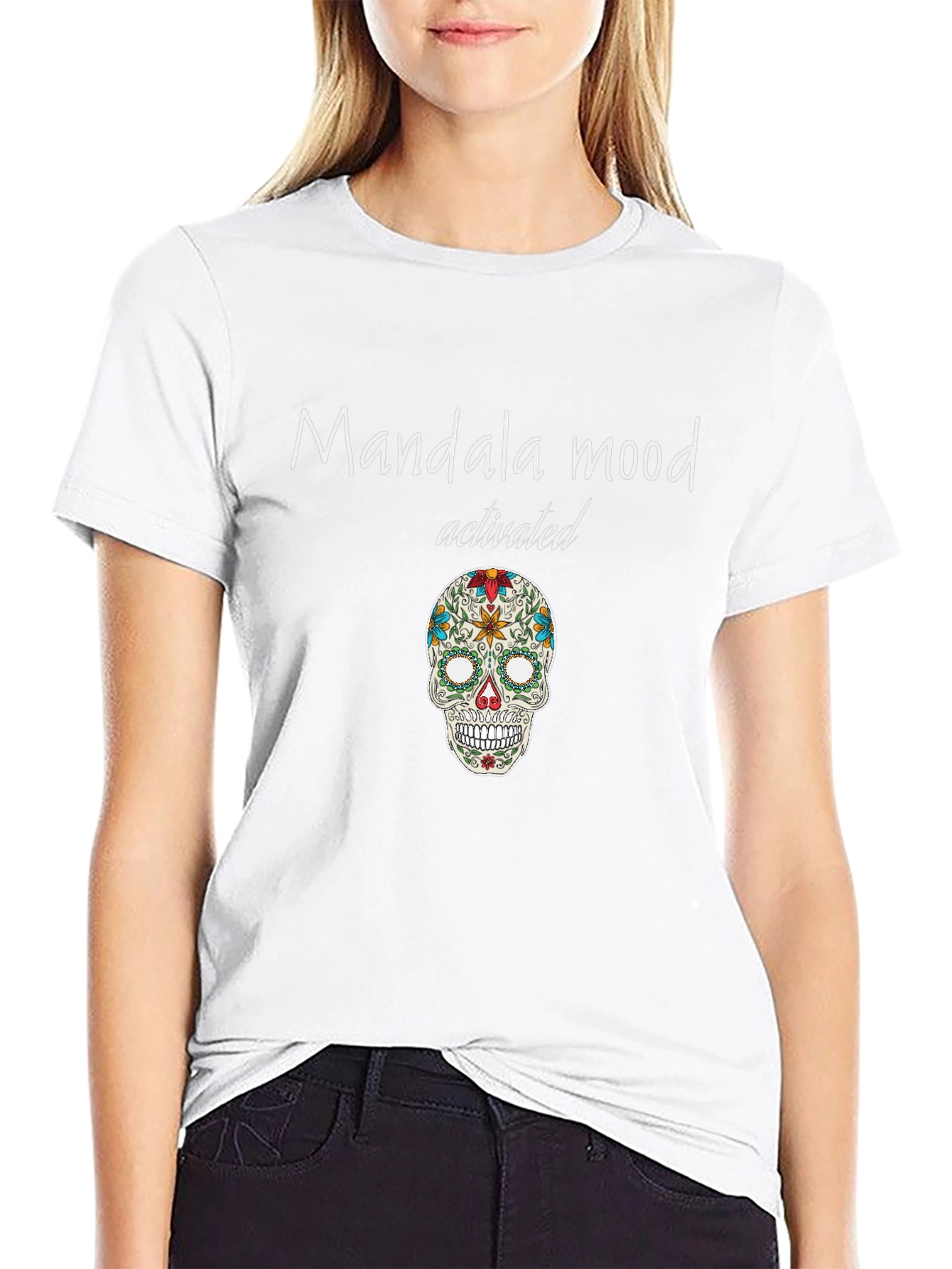 Mandala Mood Activated Graphic Tee - Unique Skull Design