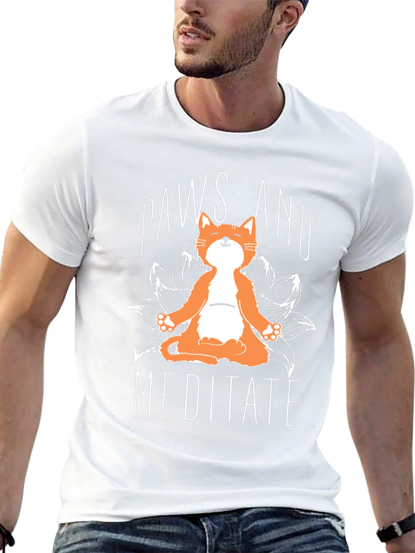 Paws and Meditate Funny Cat T-Shirt
