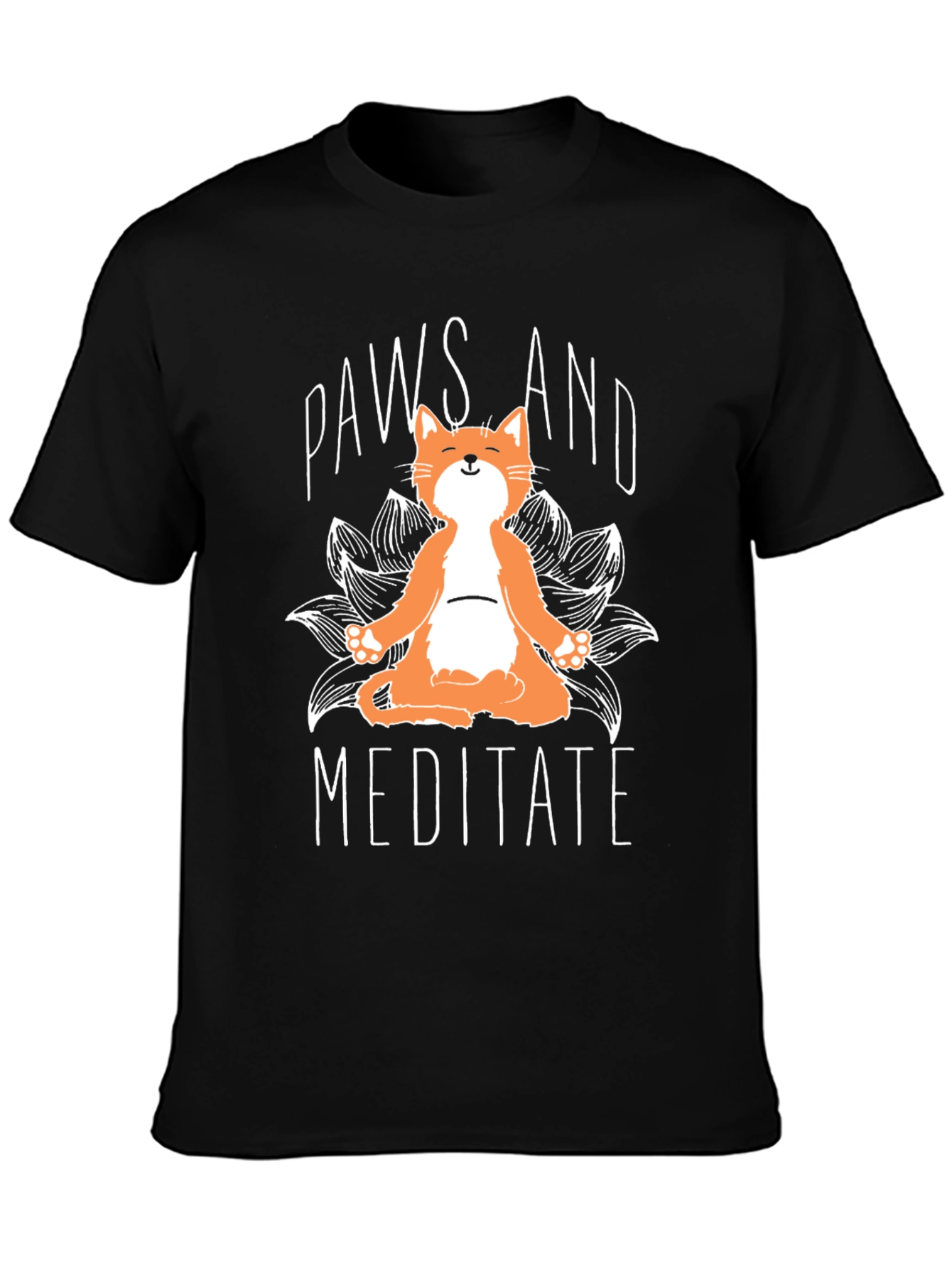 Paws and Meditate Funny Cat T-Shirt