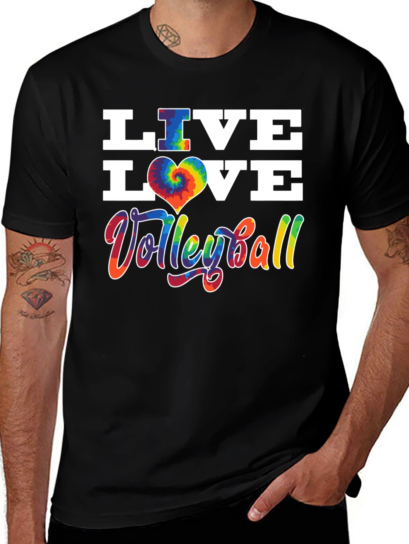 Live Love Volleyball Graphic Tee - Tie Dye Heart