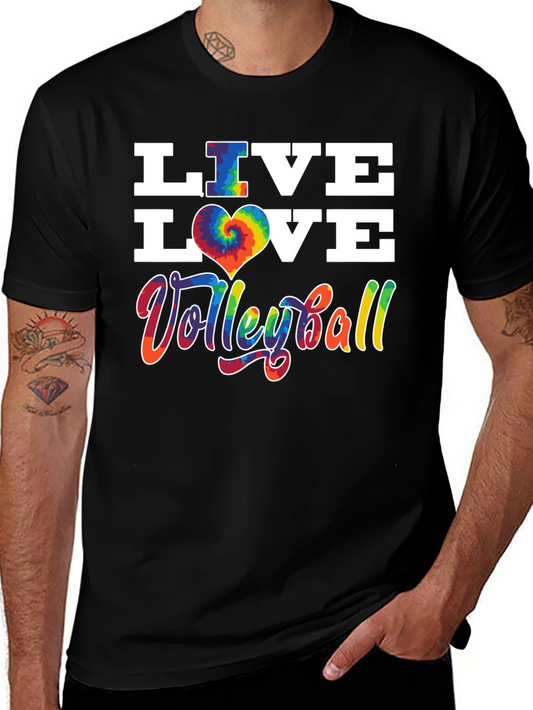 Live Love Volleyball Graphic Tee - Tie Dye Heart