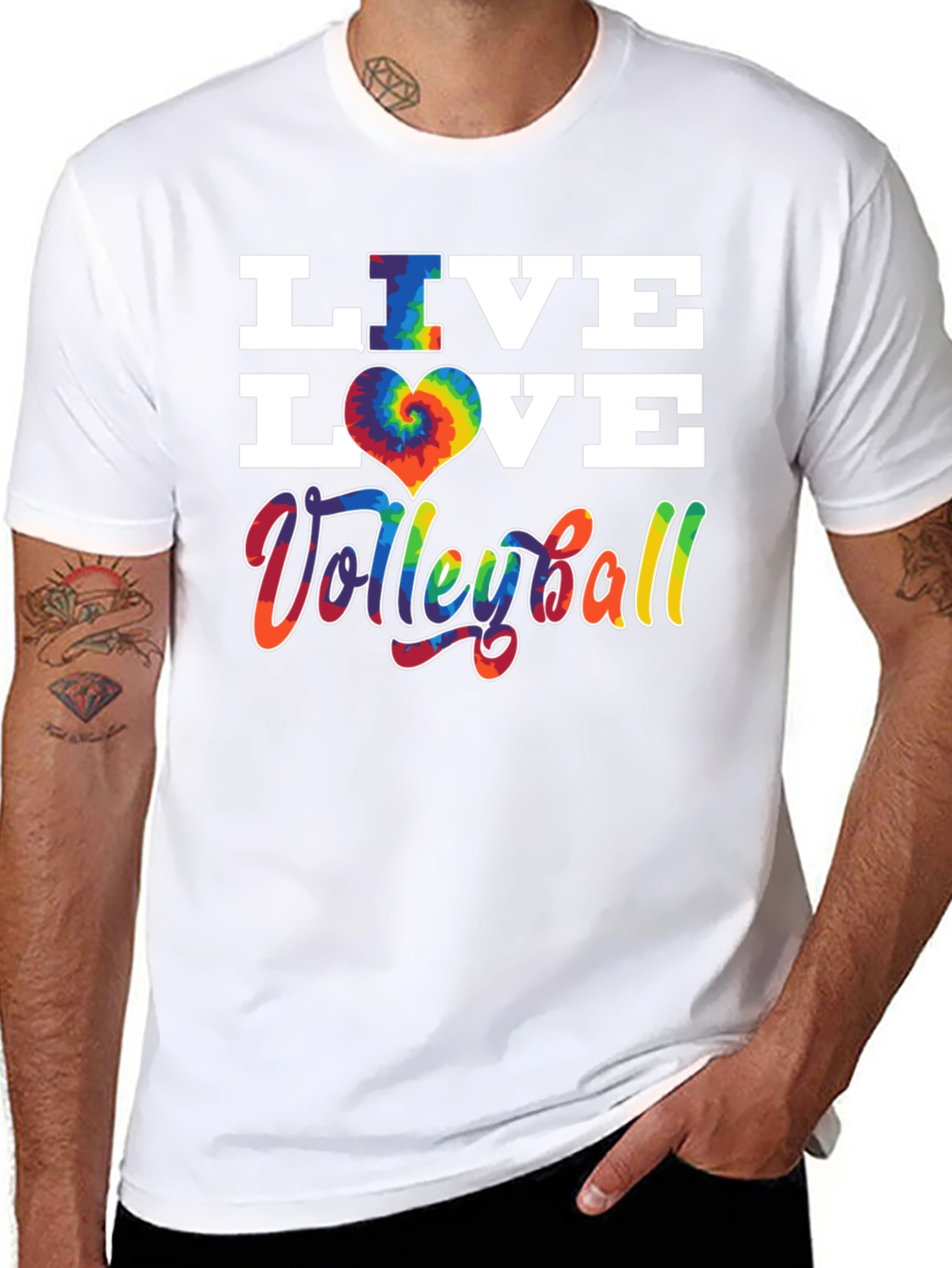 Live Love Volleyball Graphic Tee - Tie Dye Heart