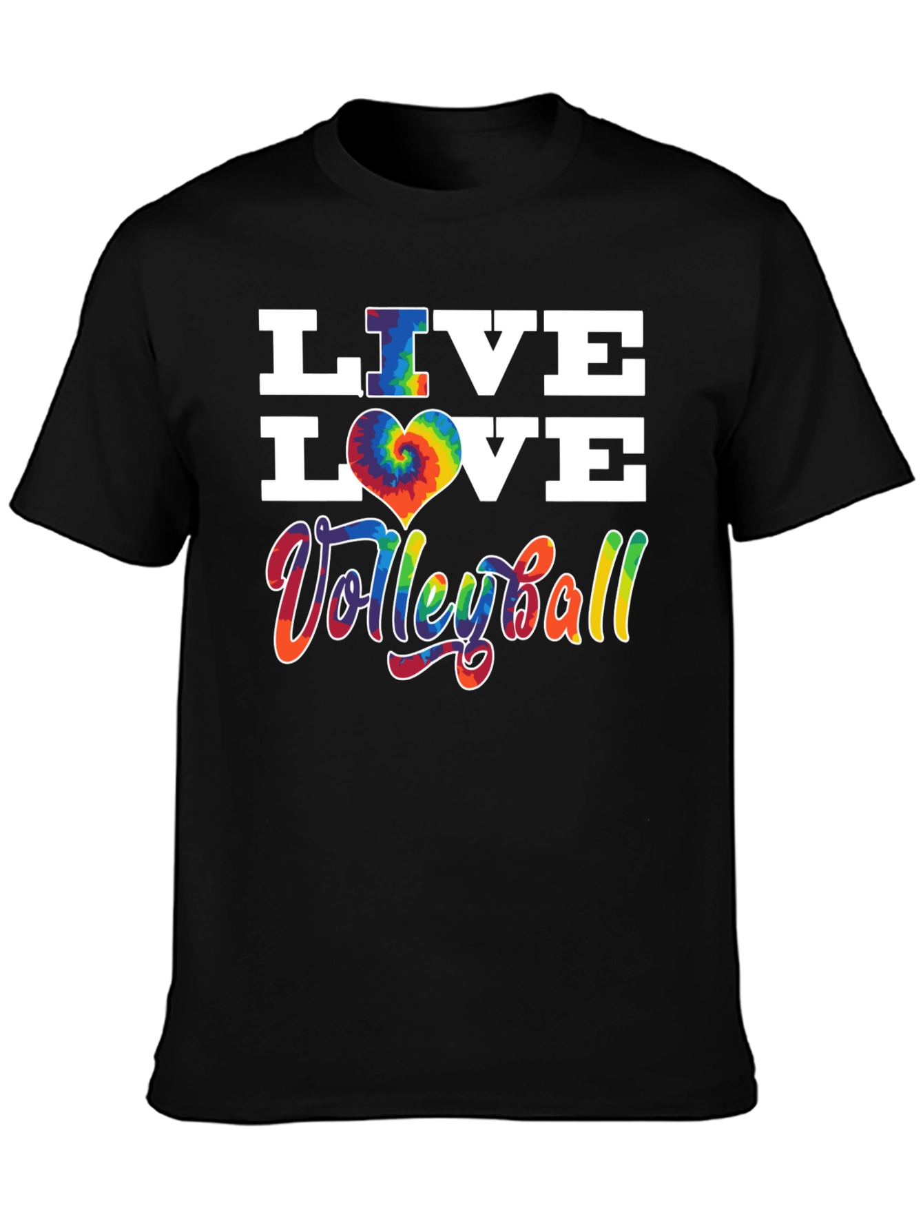 Live Love Volleyball Graphic Tee - Tie Dye Heart