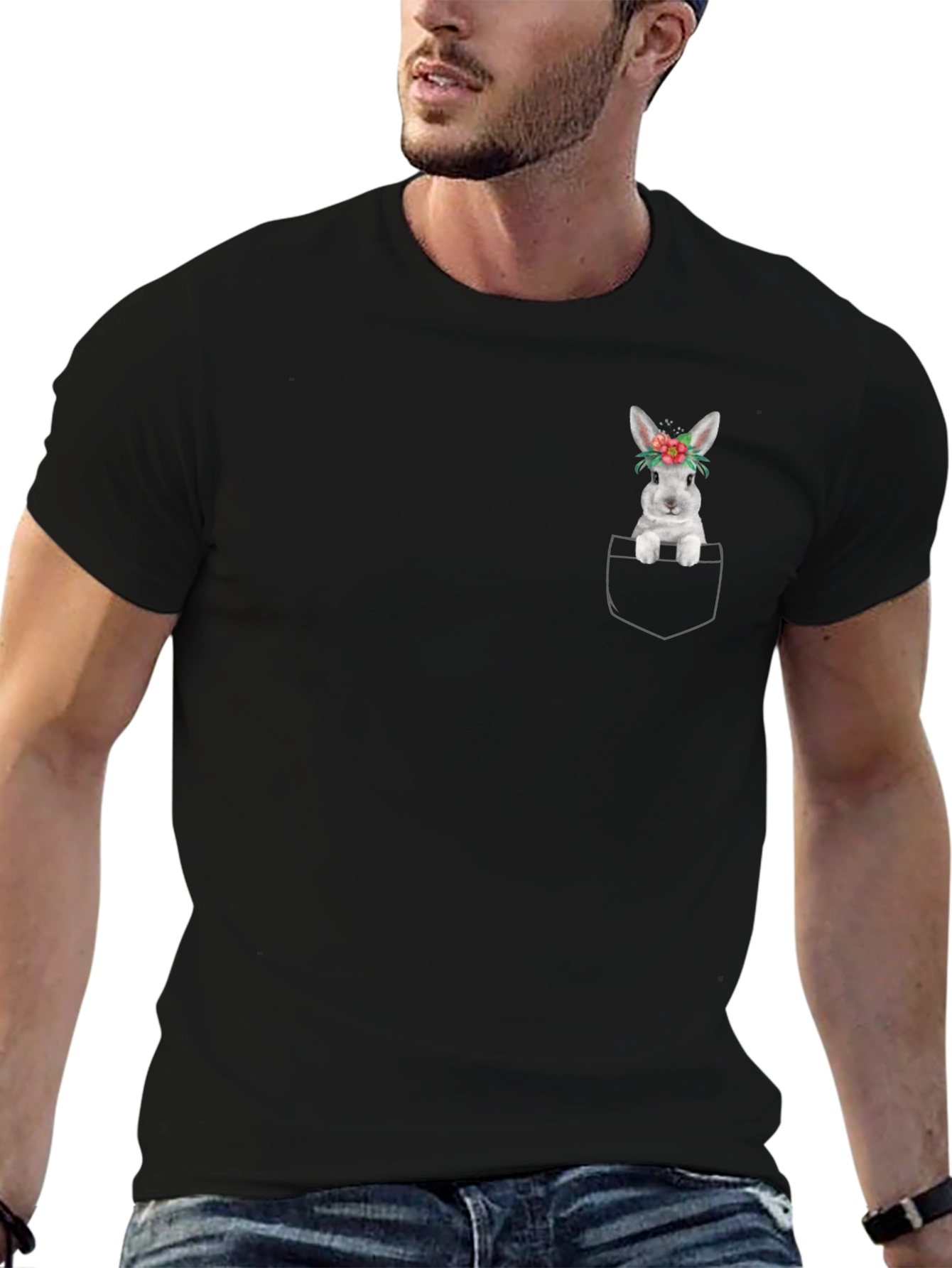 Bunny Pocket T-Shirt - Cute Rabbit Tee