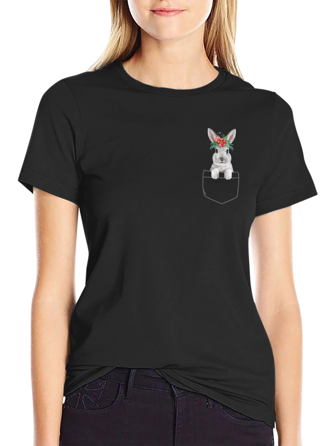 Bunny Pocket T-Shirt - Cute Rabbit Tee