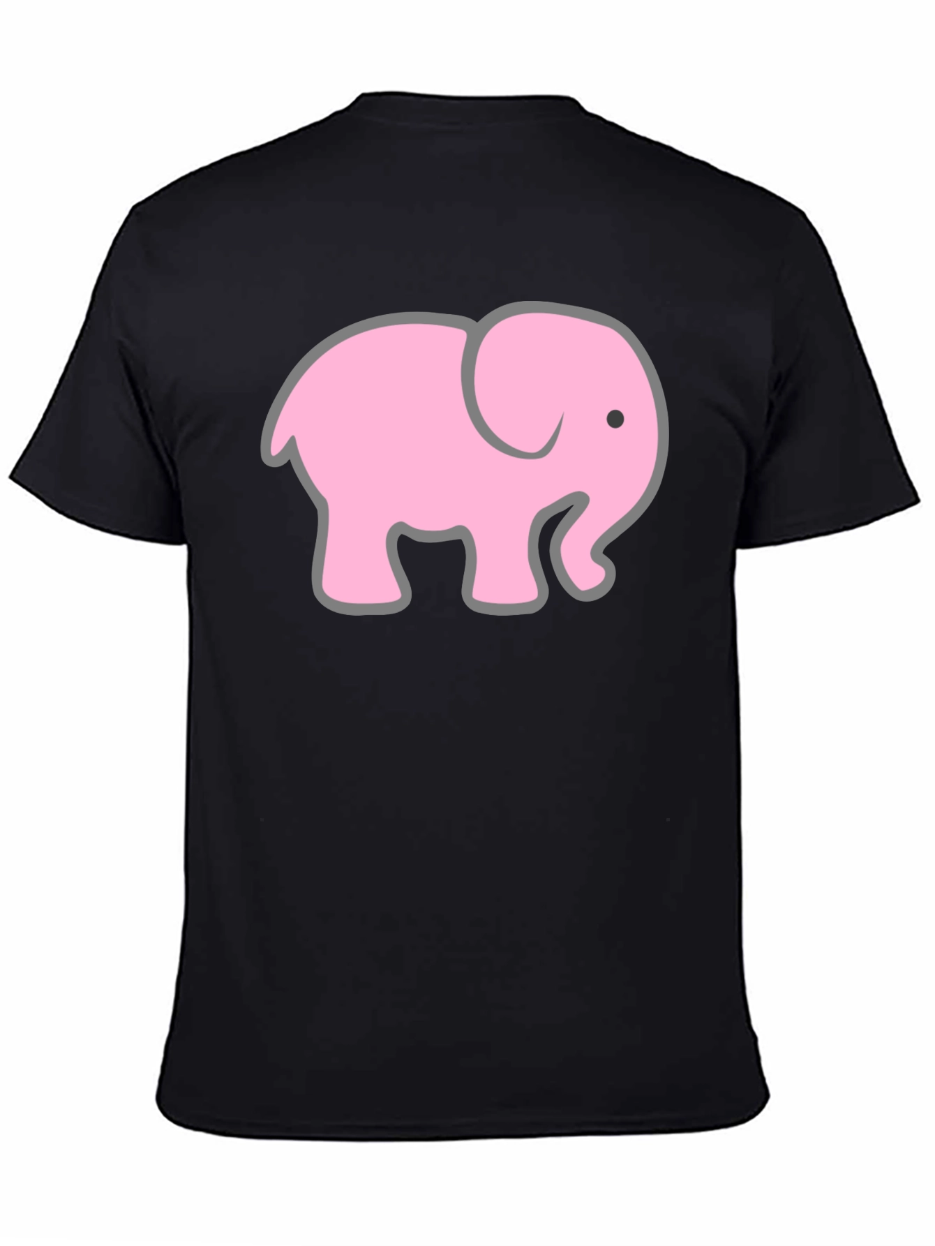 Pink Elephant Graphic T-Shirt - Casual Black Tee