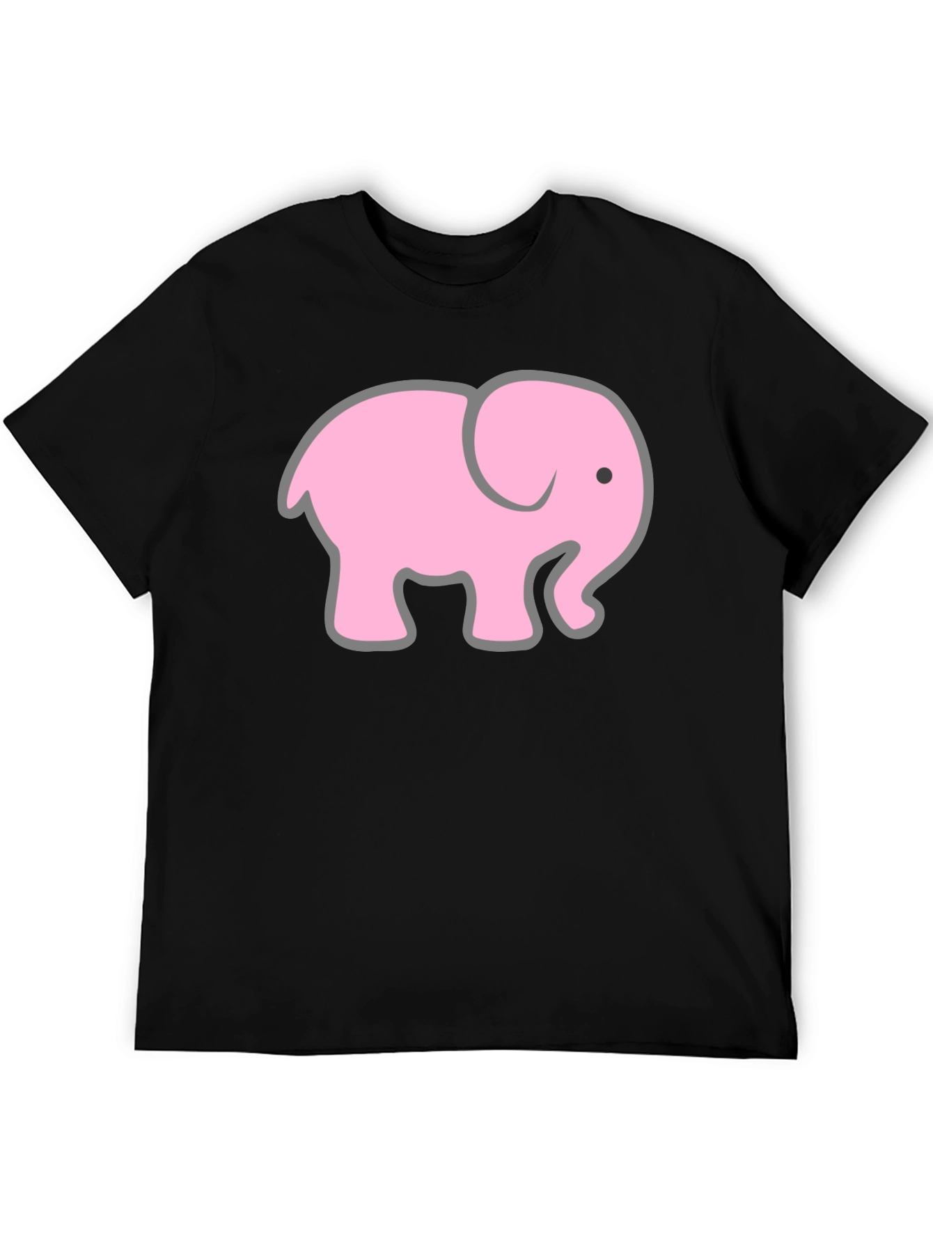 Pink Elephant Graphic T-Shirt - Casual Black Tee