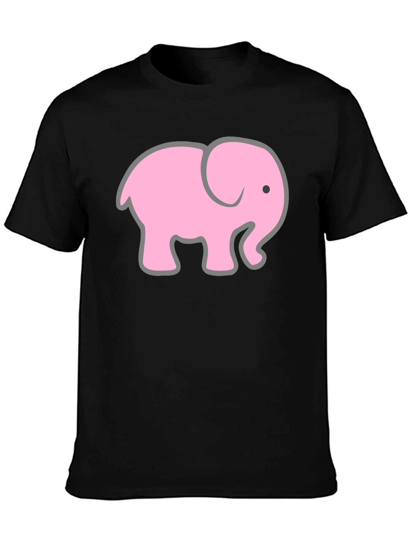 Pink Elephant Graphic T-Shirt - Casual Black Tee