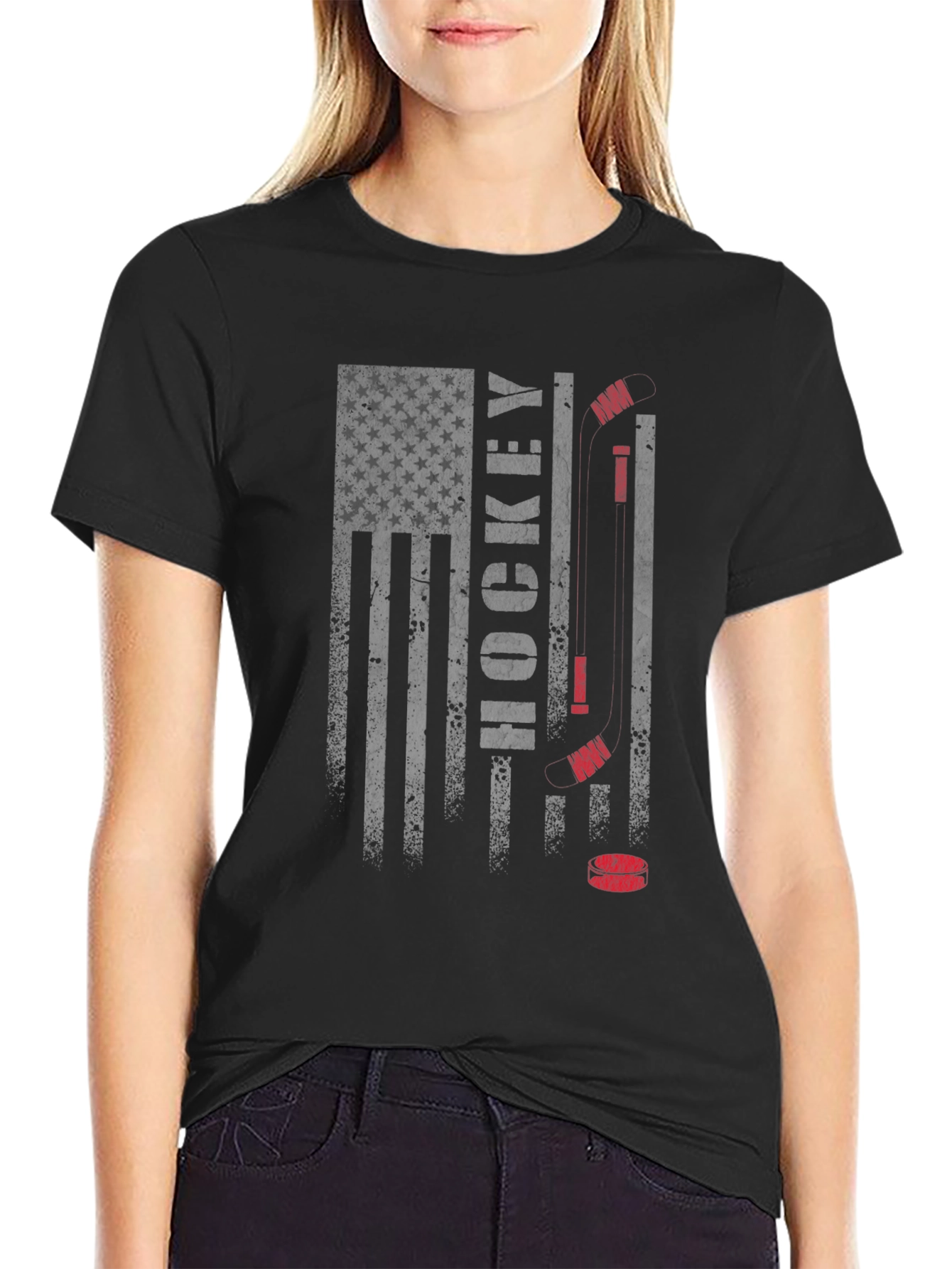 Hockey USA Flag Graphic T-Shirt