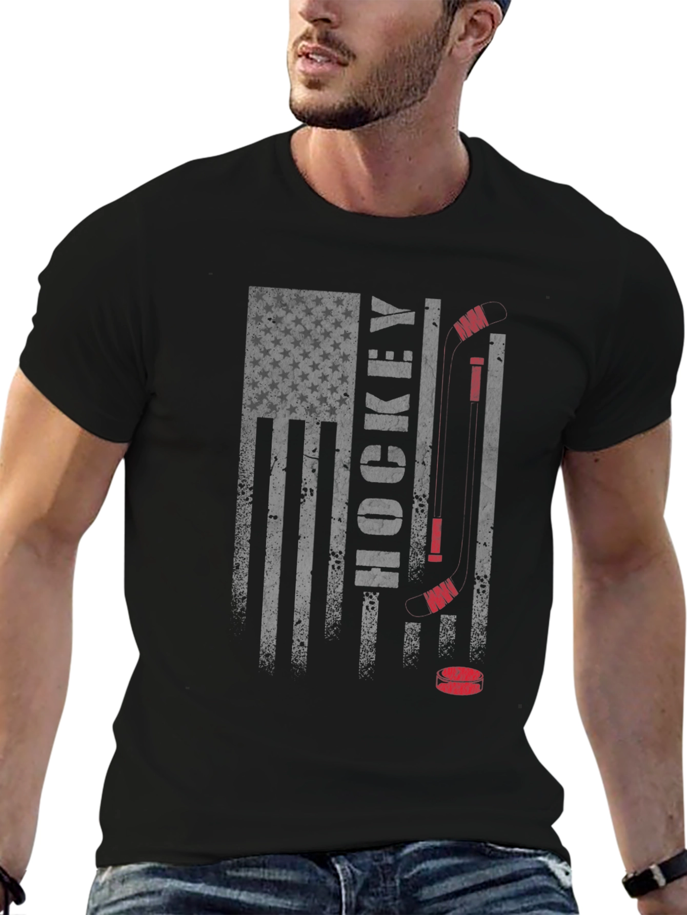 Hockey USA Flag Graphic T-Shirt