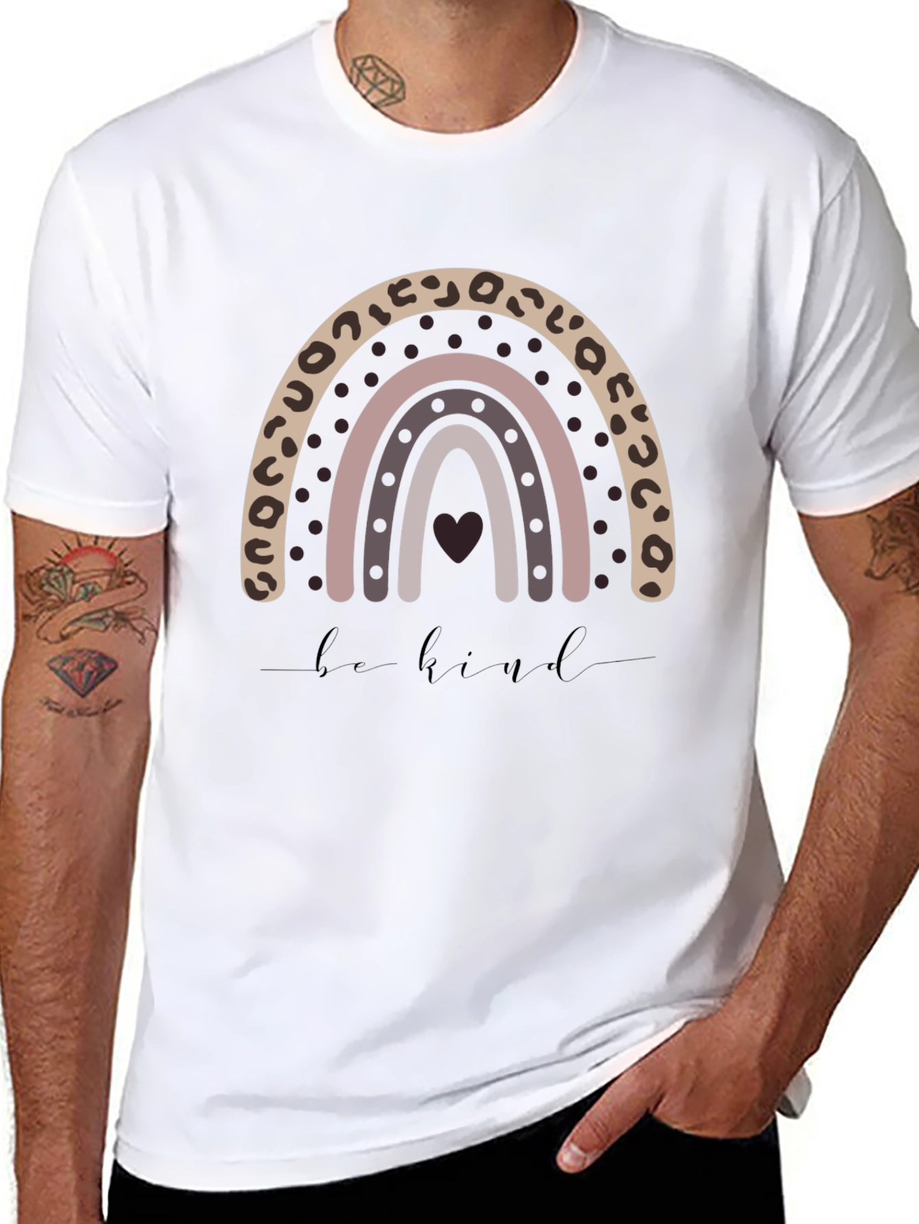 Be Kind Rainbow Leopard Print T-Shirt