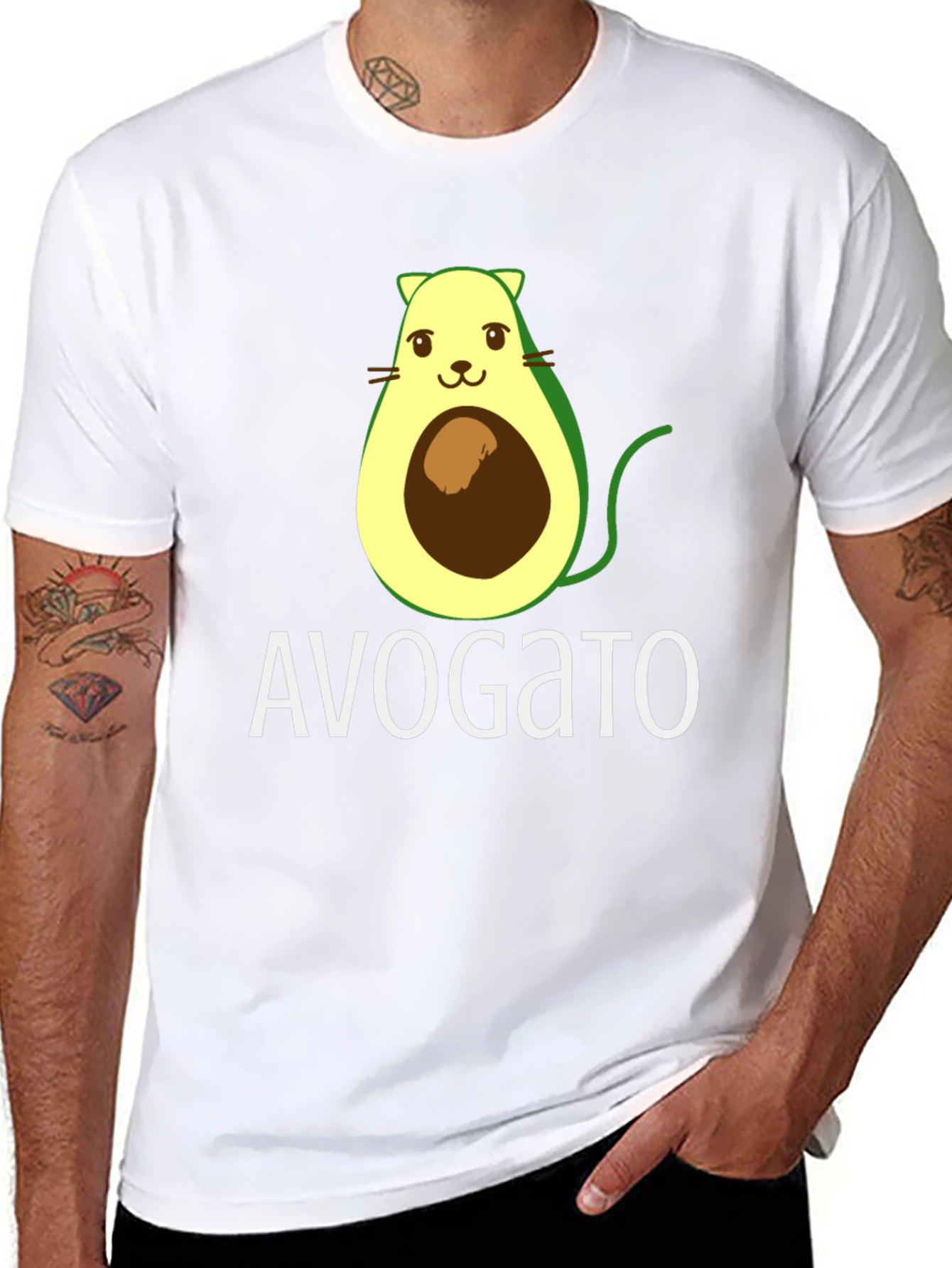 Avogato T-Shirt - Avocado Cat Pun Tee