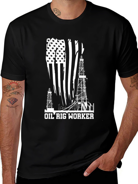 Oil Rig Worker American Flag T-Shirt