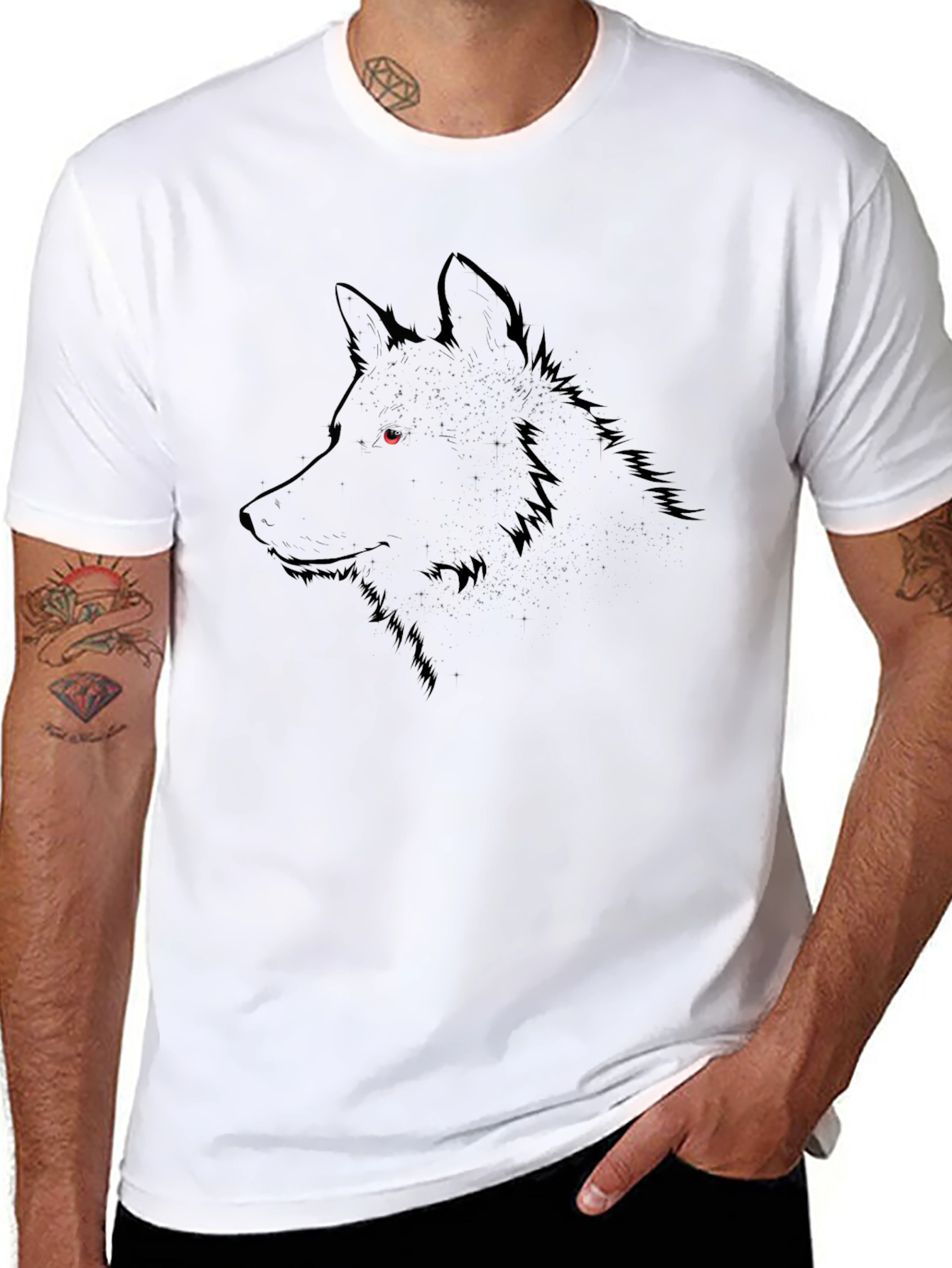 Mens Black Wolf Graphic Tee