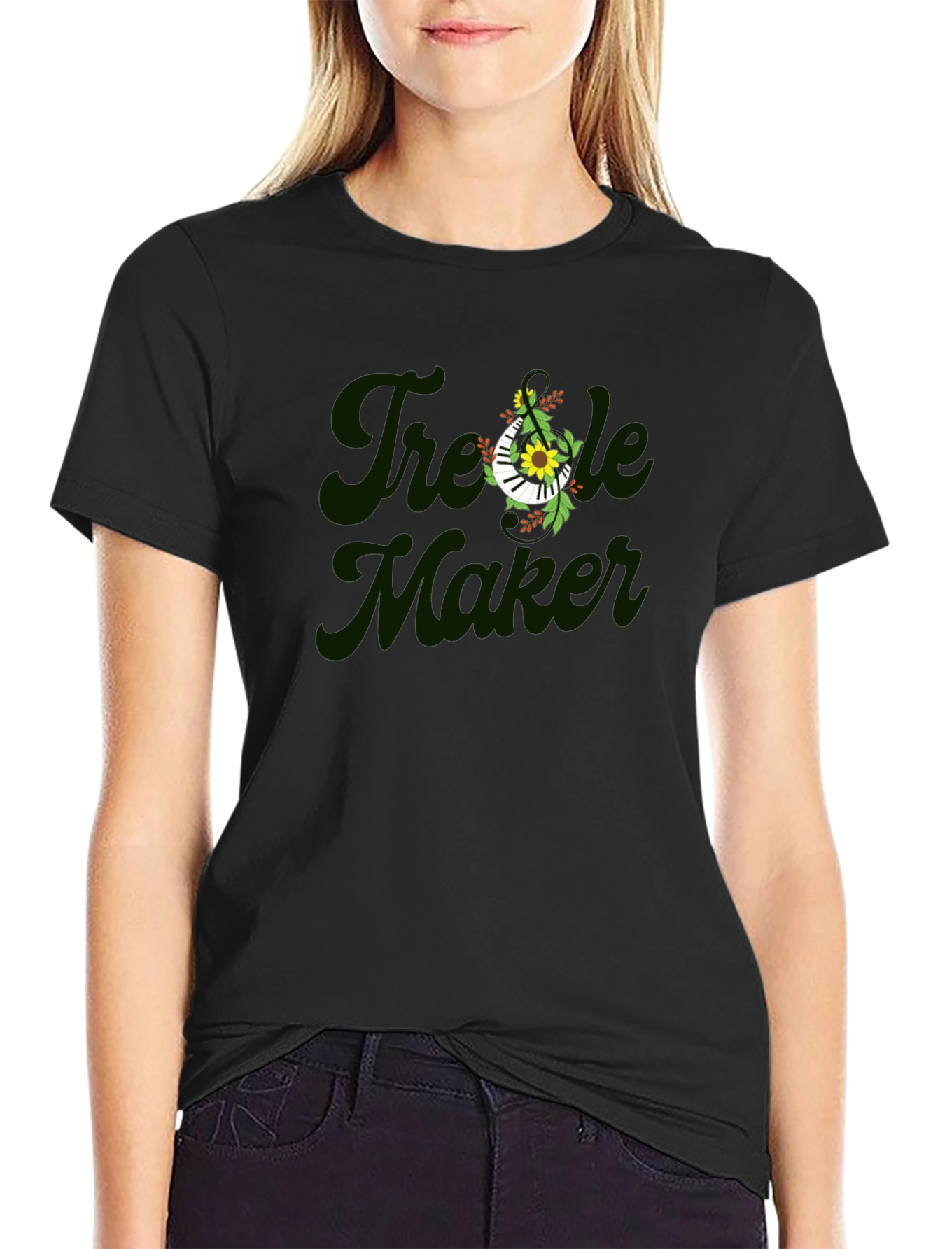 Treble Maker Floral Music T-Shirt - Black