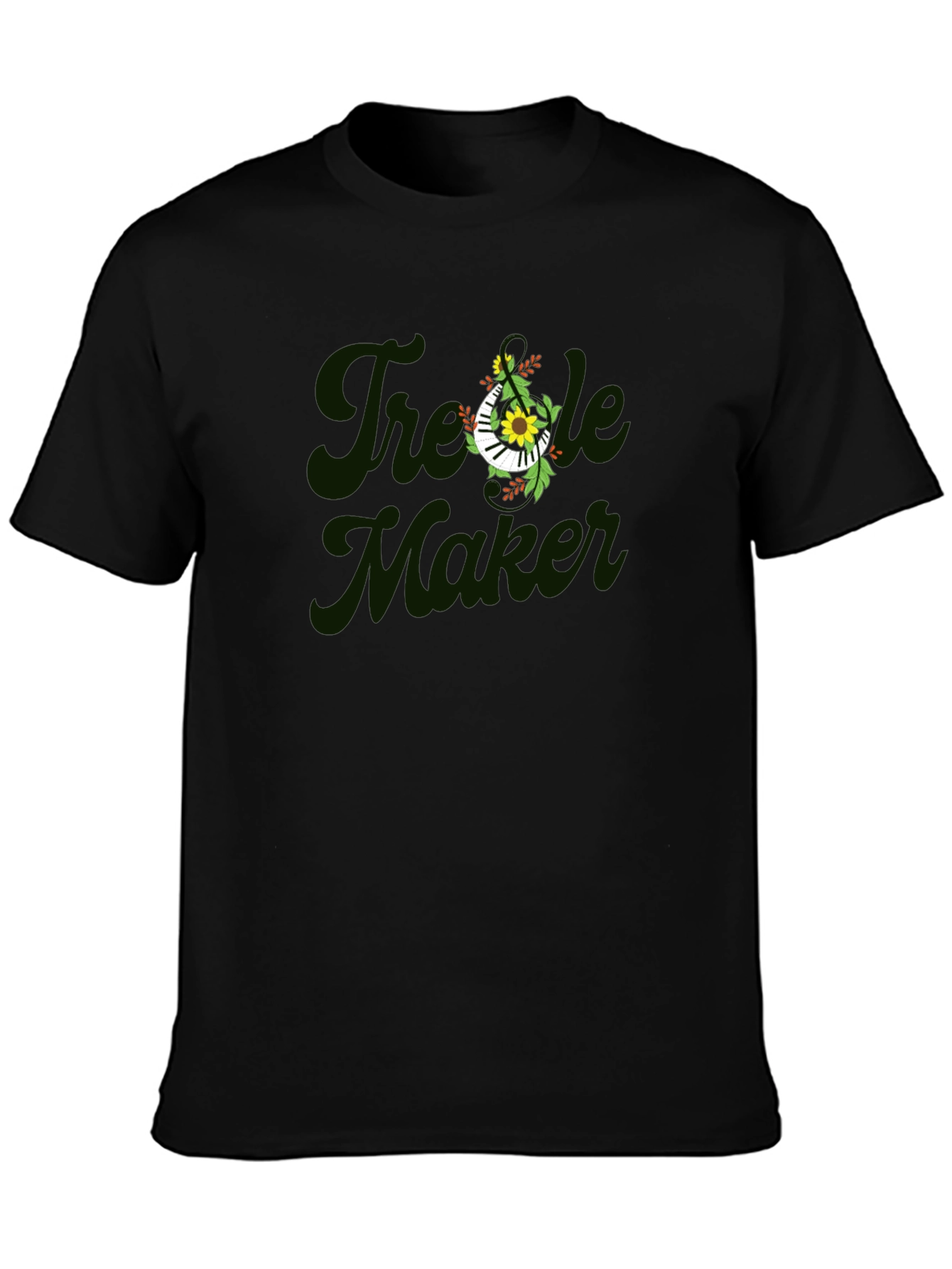 Treble Maker Floral Music T-Shirt - Black
