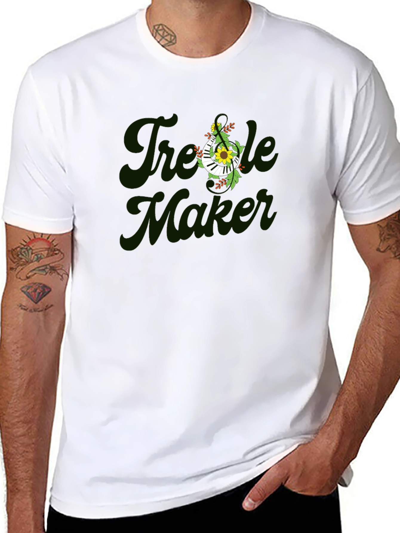Treble Maker Floral Music T-Shirt - Black