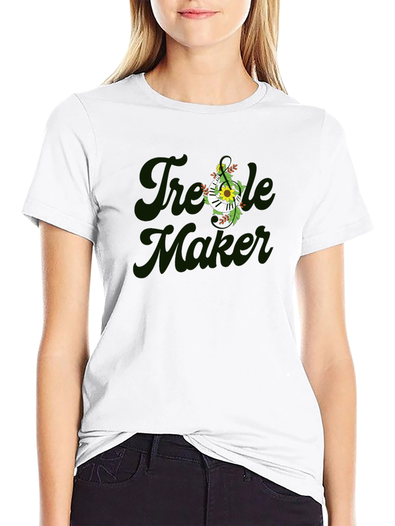 Treble Maker Floral Music T-Shirt - Black