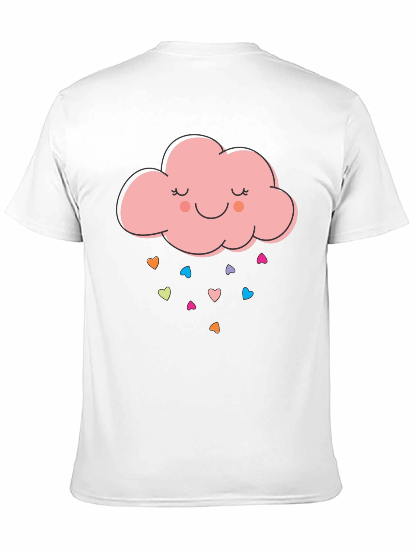 Cute Cloud Heart Rain Graphic Tee - Black