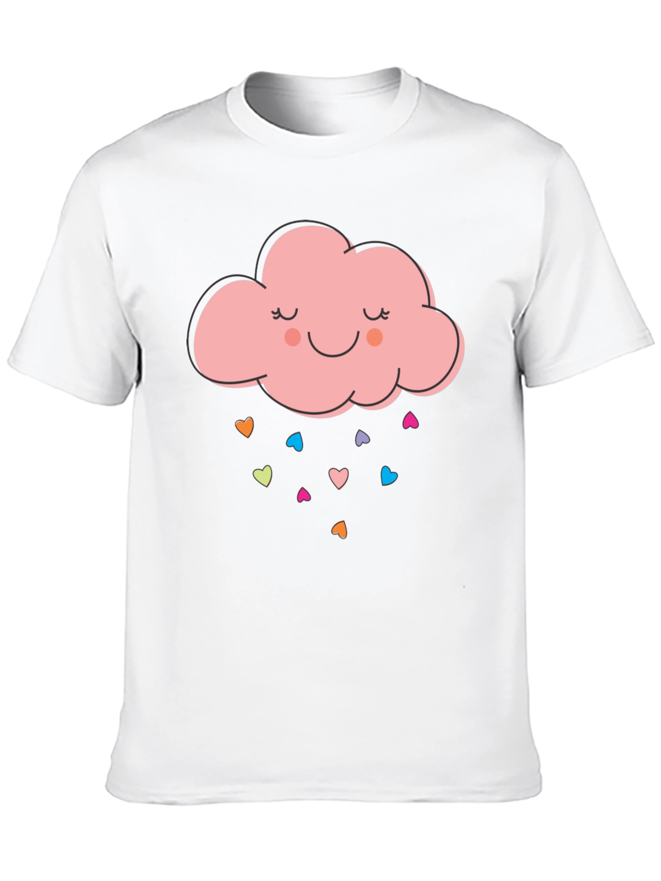 Cute Cloud Heart Rain Graphic Tee - Black