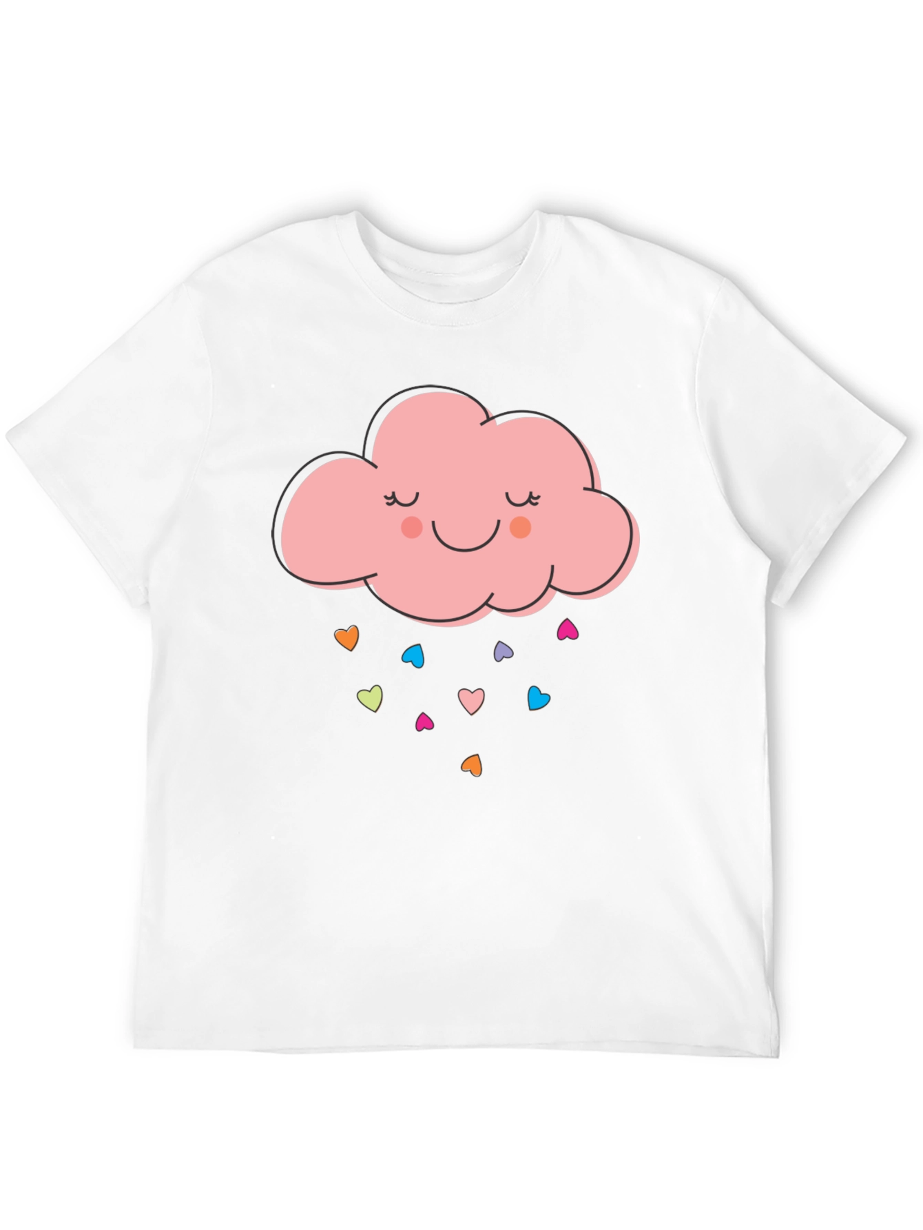 Cute Cloud Heart Rain Graphic Tee - Black