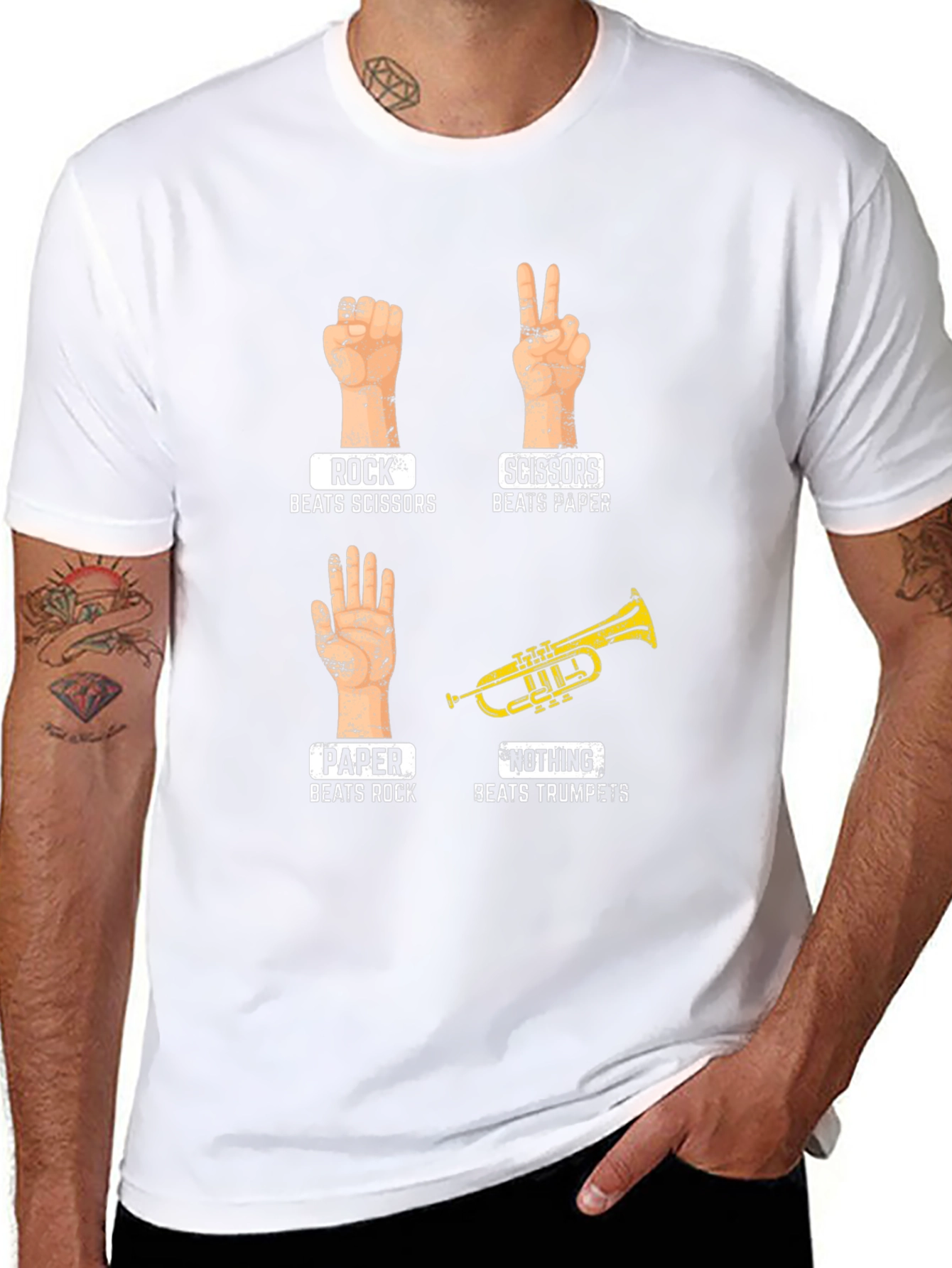 Rock Paper Scissors Trumpet Graphic Tee