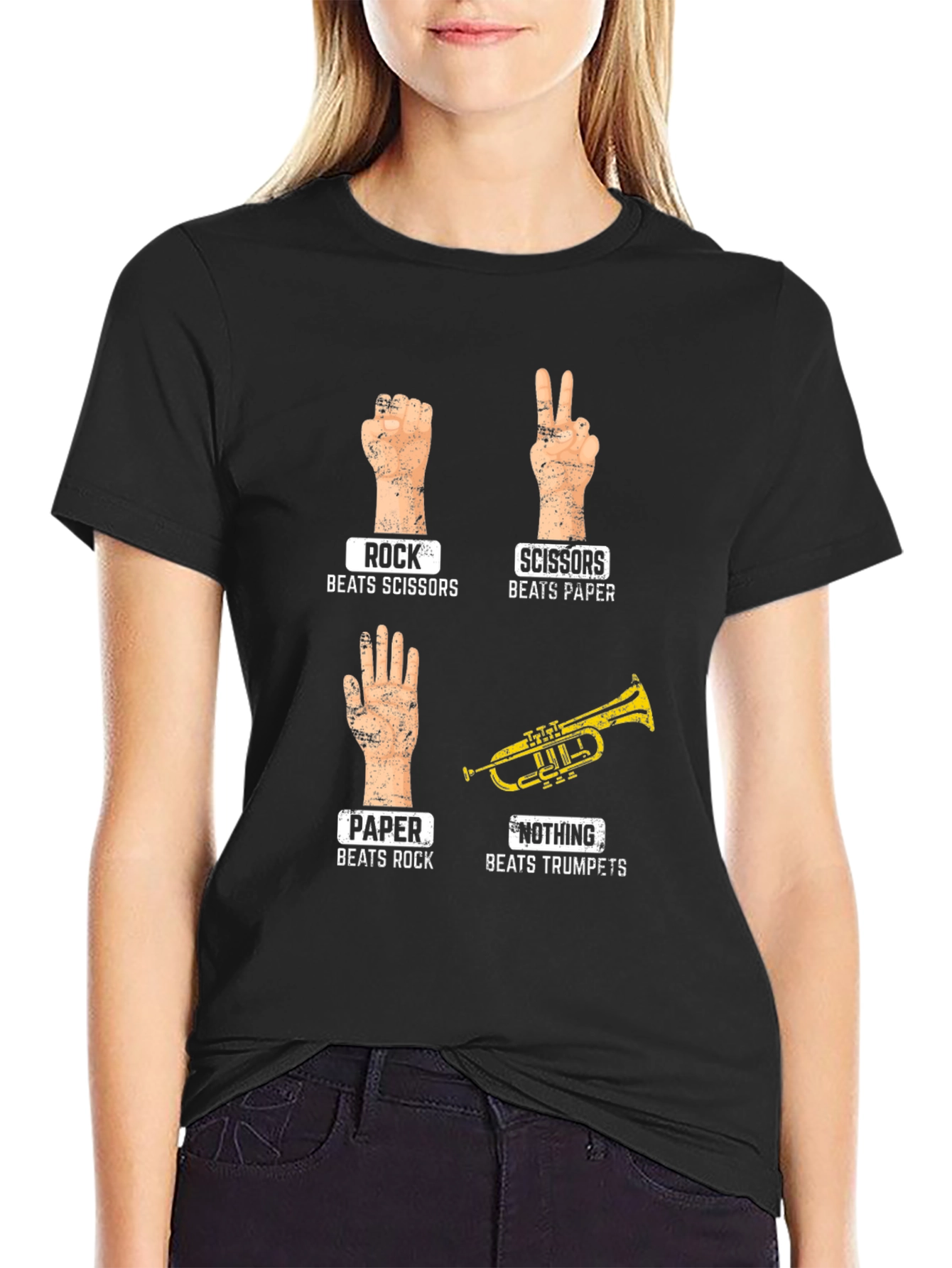 Rock Paper Scissors Trumpet Graphic Tee