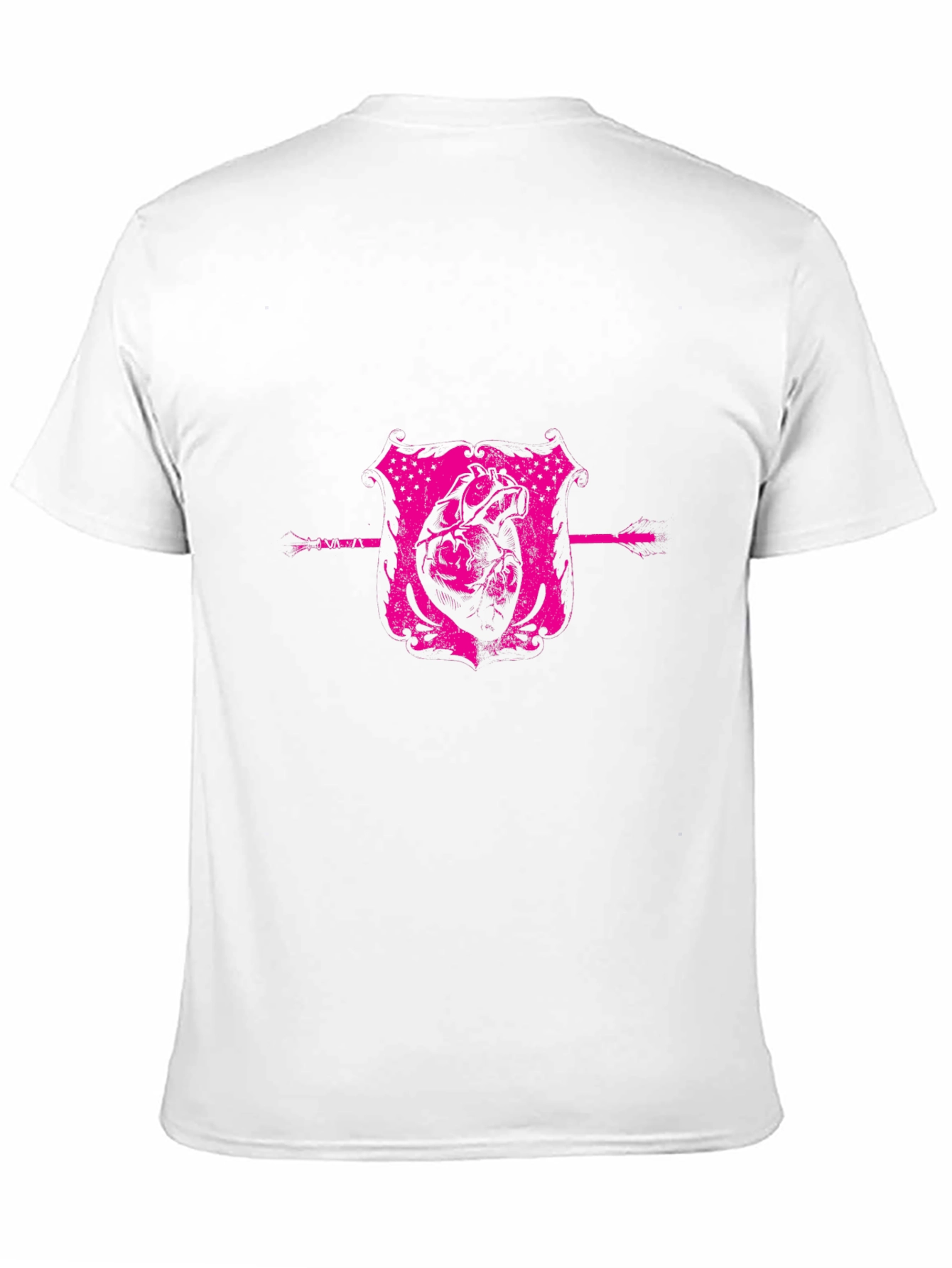 Pink Heart Crest Graphic Black T-Shirt