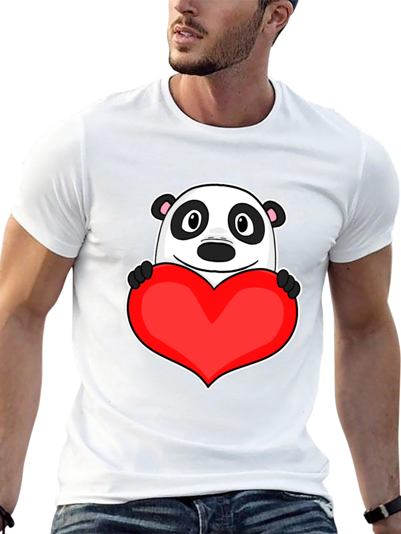Cute Panda Heart Graphic T-Shirt - Love Bear Tee