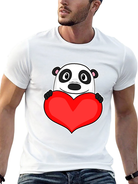 Cute Panda Heart Graphic T-Shirt - Love Bear Tee