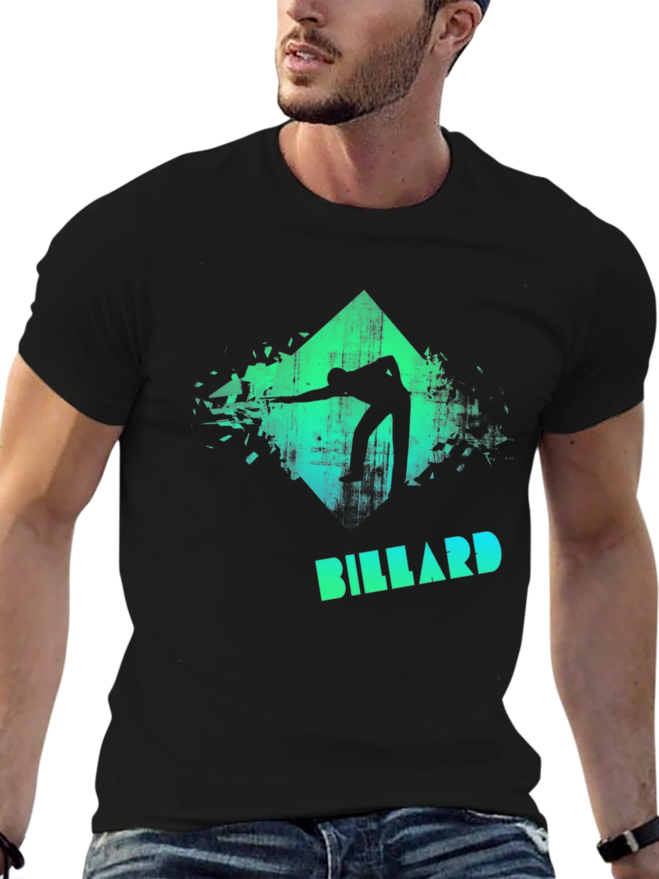 Billiard Player Graphic T-Shirt - Cool Pool Design Tee