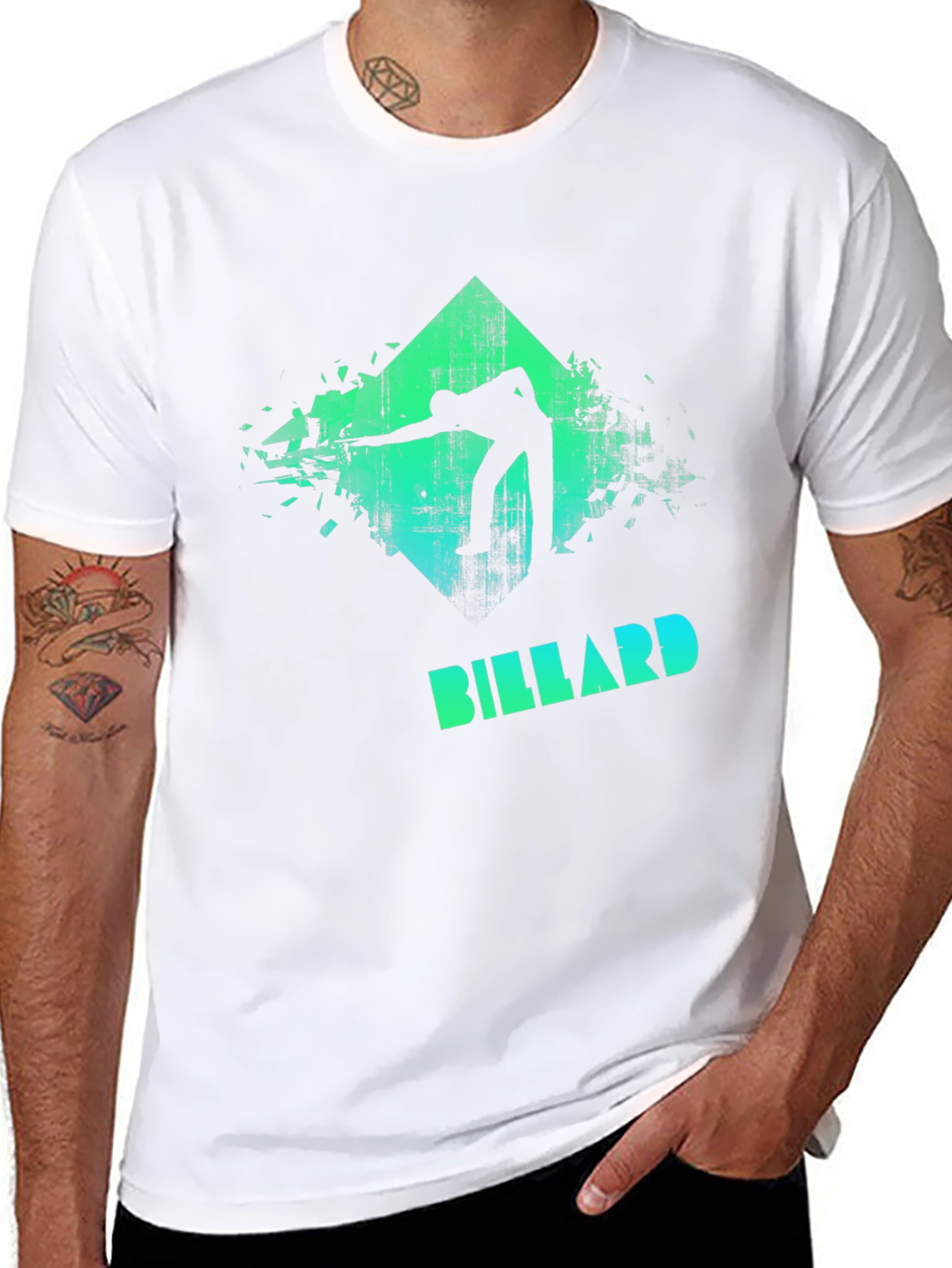 Billiard Player Graphic T-Shirt - Cool Pool Design Tee