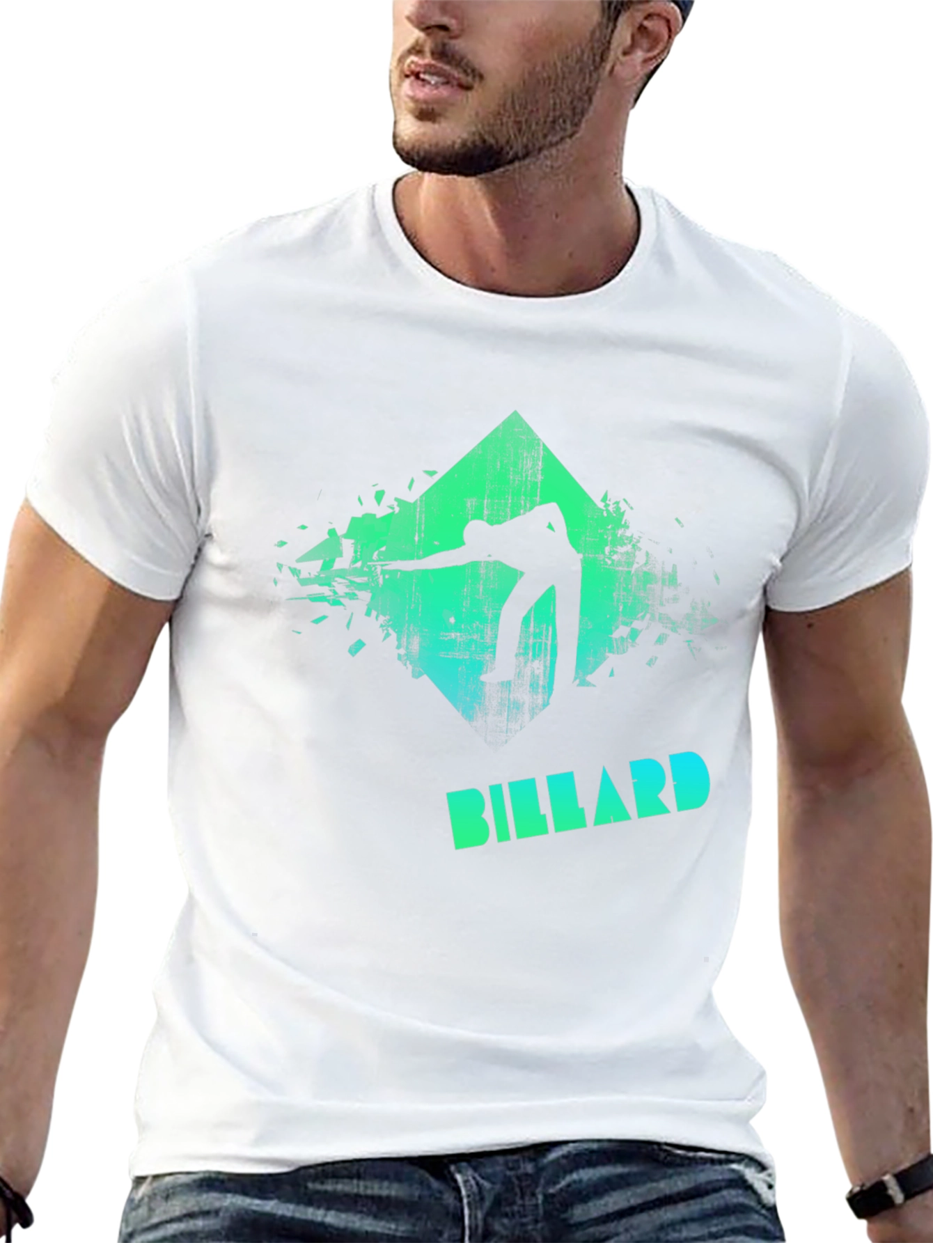 Billiard Player Graphic T-Shirt - Cool Pool Design Tee