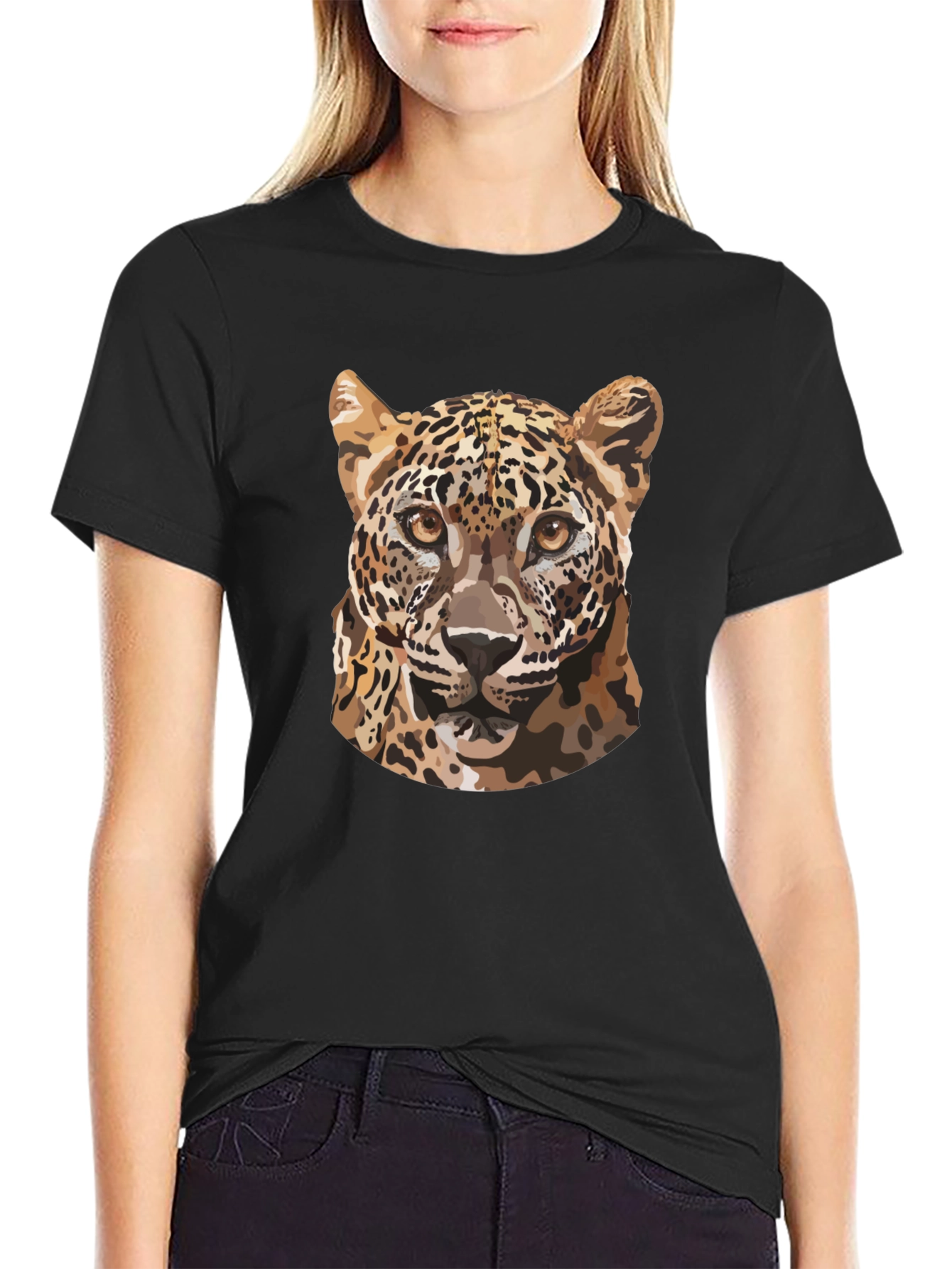 Leopard Graphic Tee - Stylish Mens Black T-Shirt