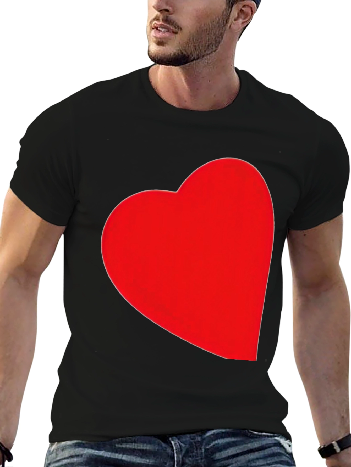 Heart Graphic Black T-Shirt - Express Your Love!